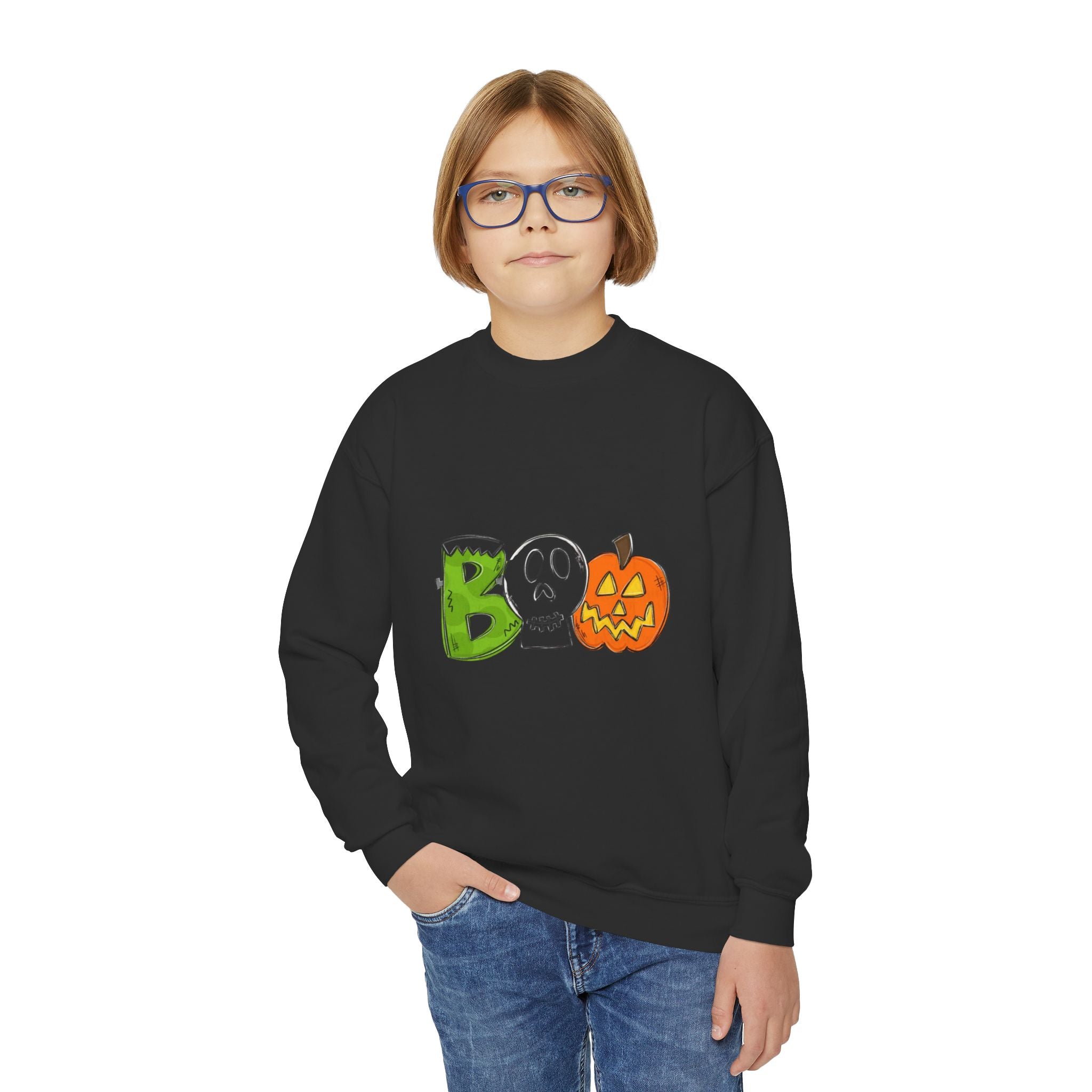 Halloween BOO Youth Crewneck Sweatshirt