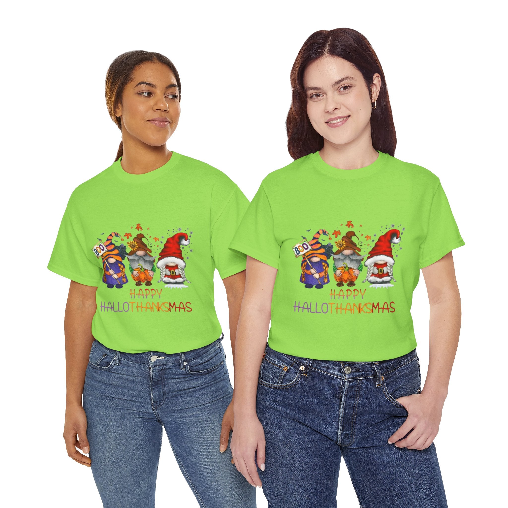 Happy Hallothanksmas Gnome Unisex Heavy Cotton T-Shirt