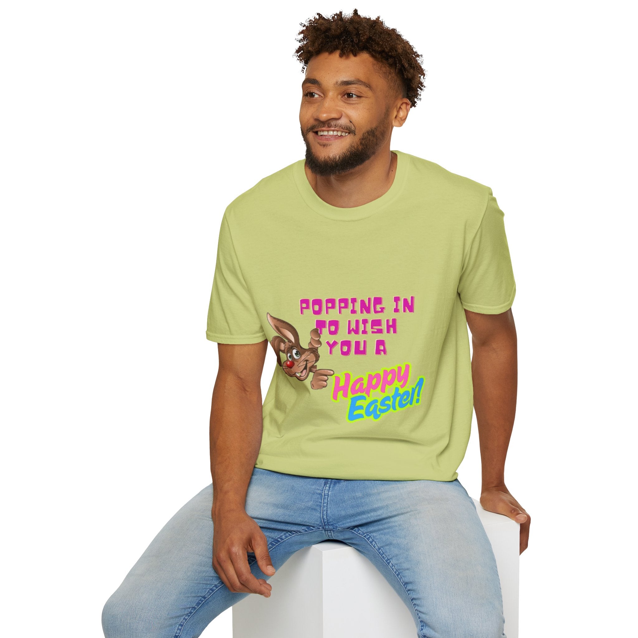 Popping In To Wish You A Happy Easter Bunny Unisex Softstyle T-Shirt