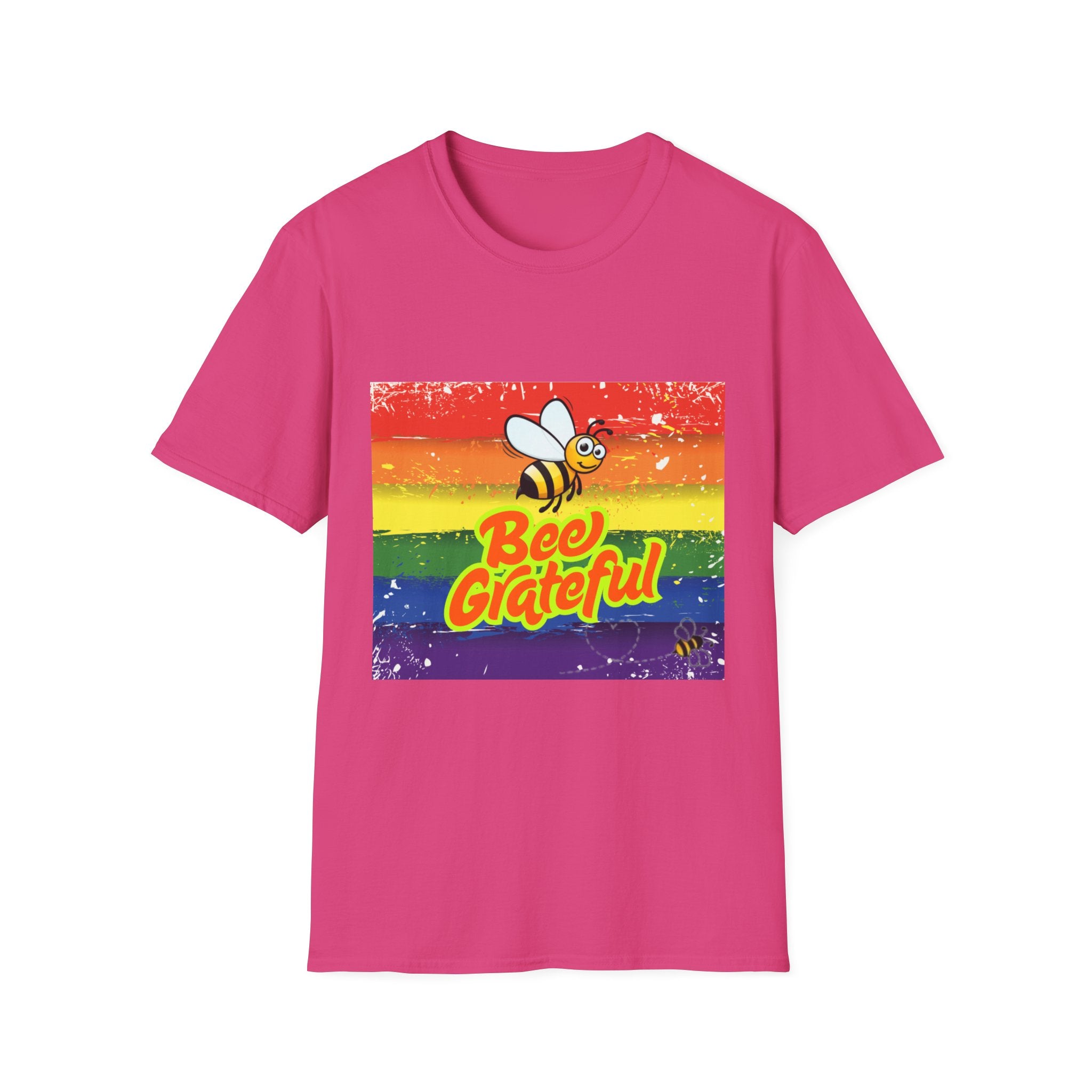 Bee Grateful Rainbow Unisex Softstyle T-Shirt