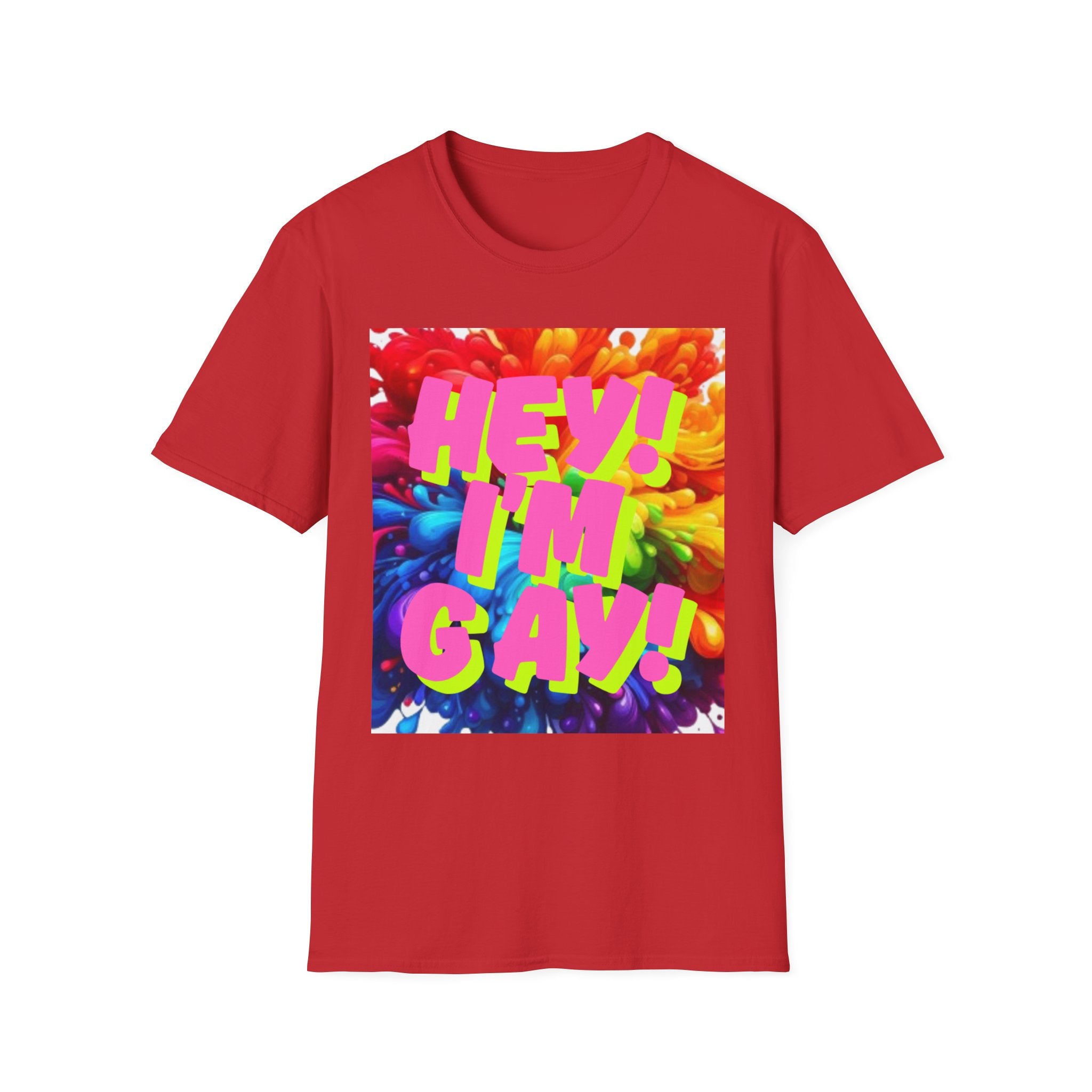 Hey I'm Gay! Heart Unisex Softstyle T-Shirt