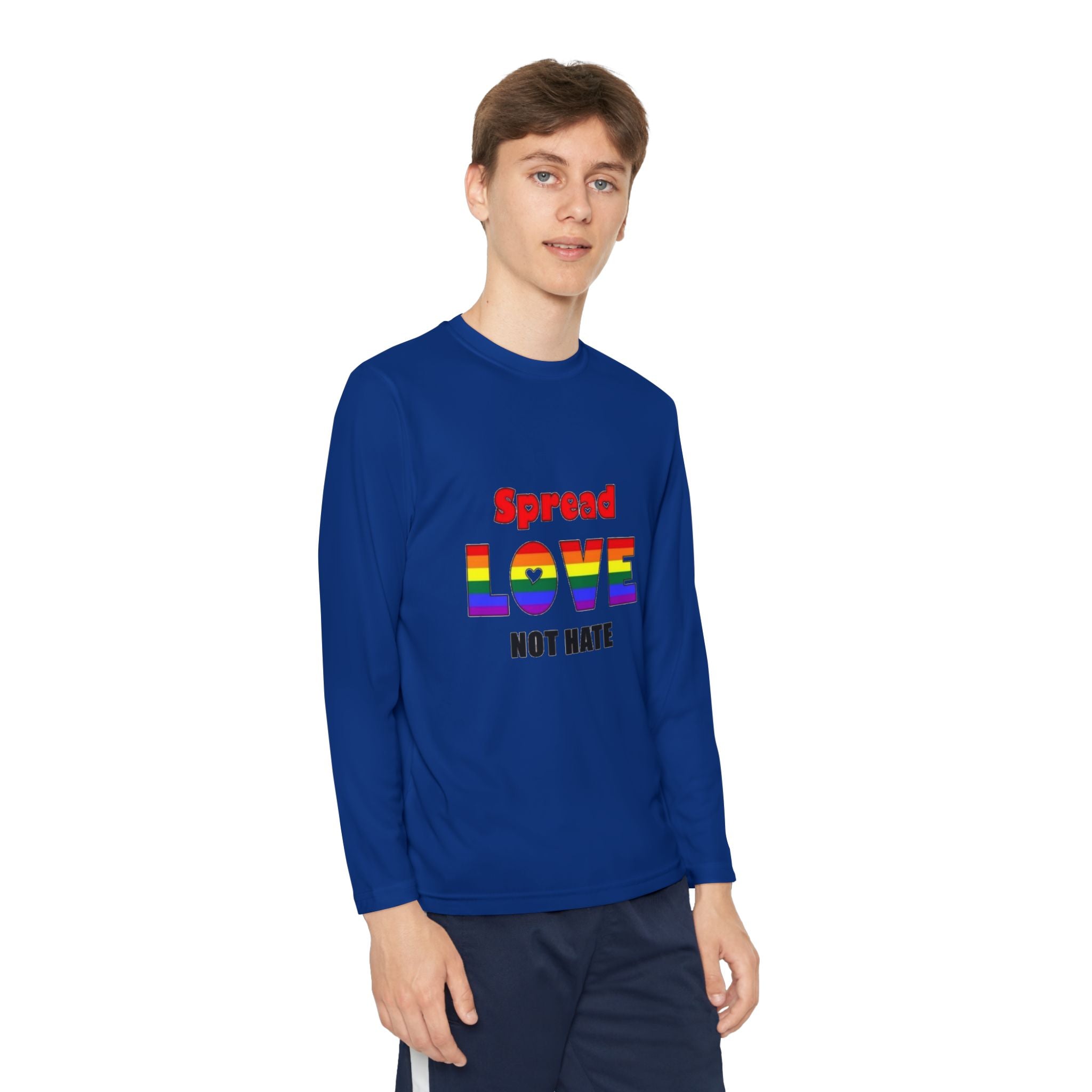 Spread Love Not Hate Youth Long Sleeve Competitor T-Shirt