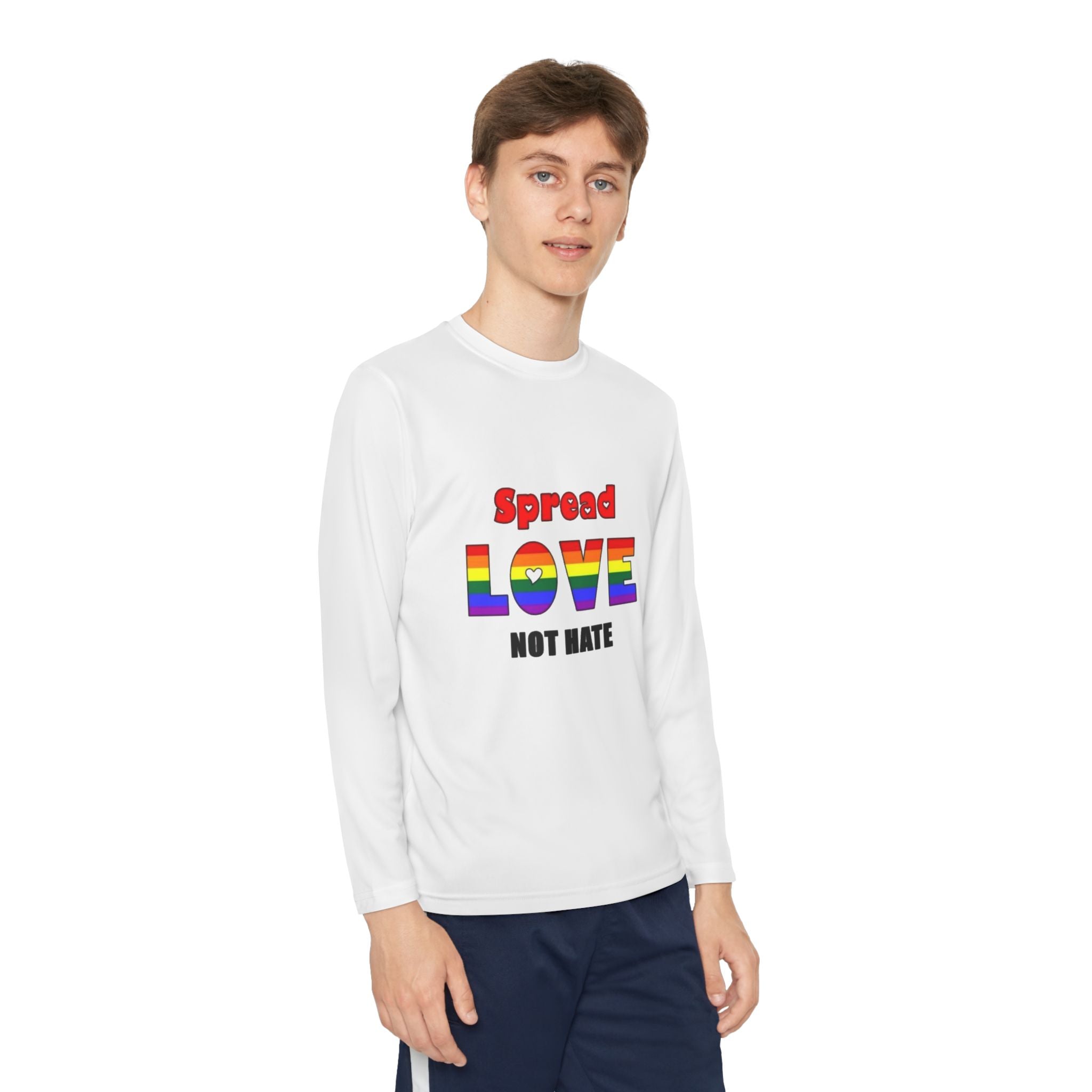 Spread Love Not Hate Youth Long Sleeve Competitor T-Shirt