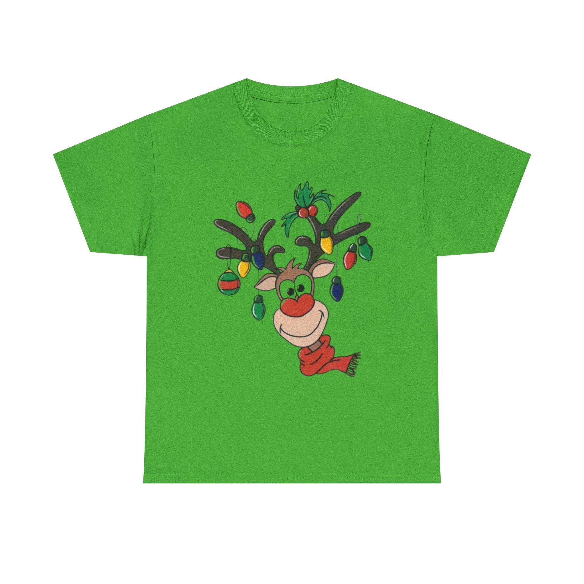 Festive Reindeer Unisex Heavy Cotton T-Shirt