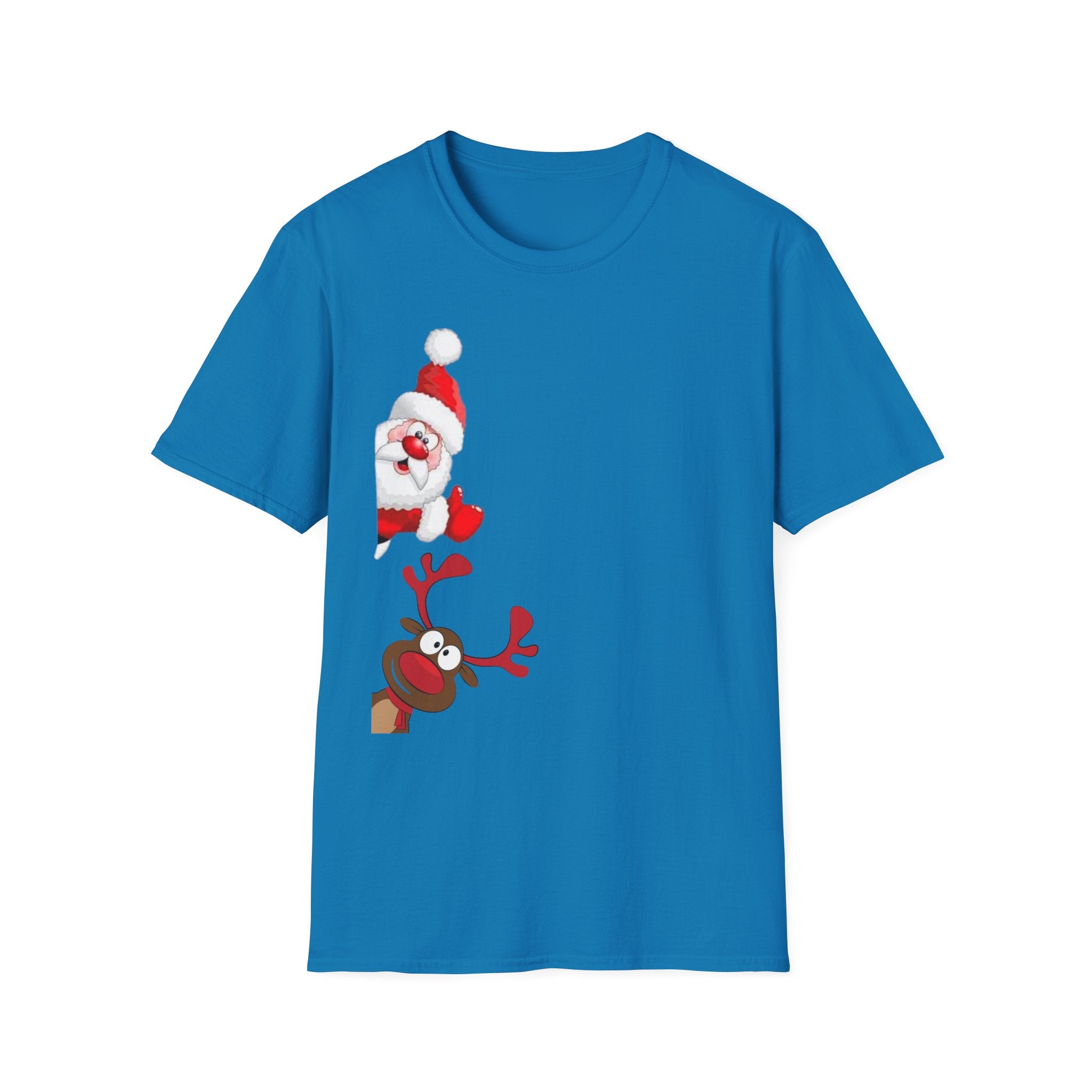 Christmas Santa and Reindeer Unisex Softstyle T-Shirt