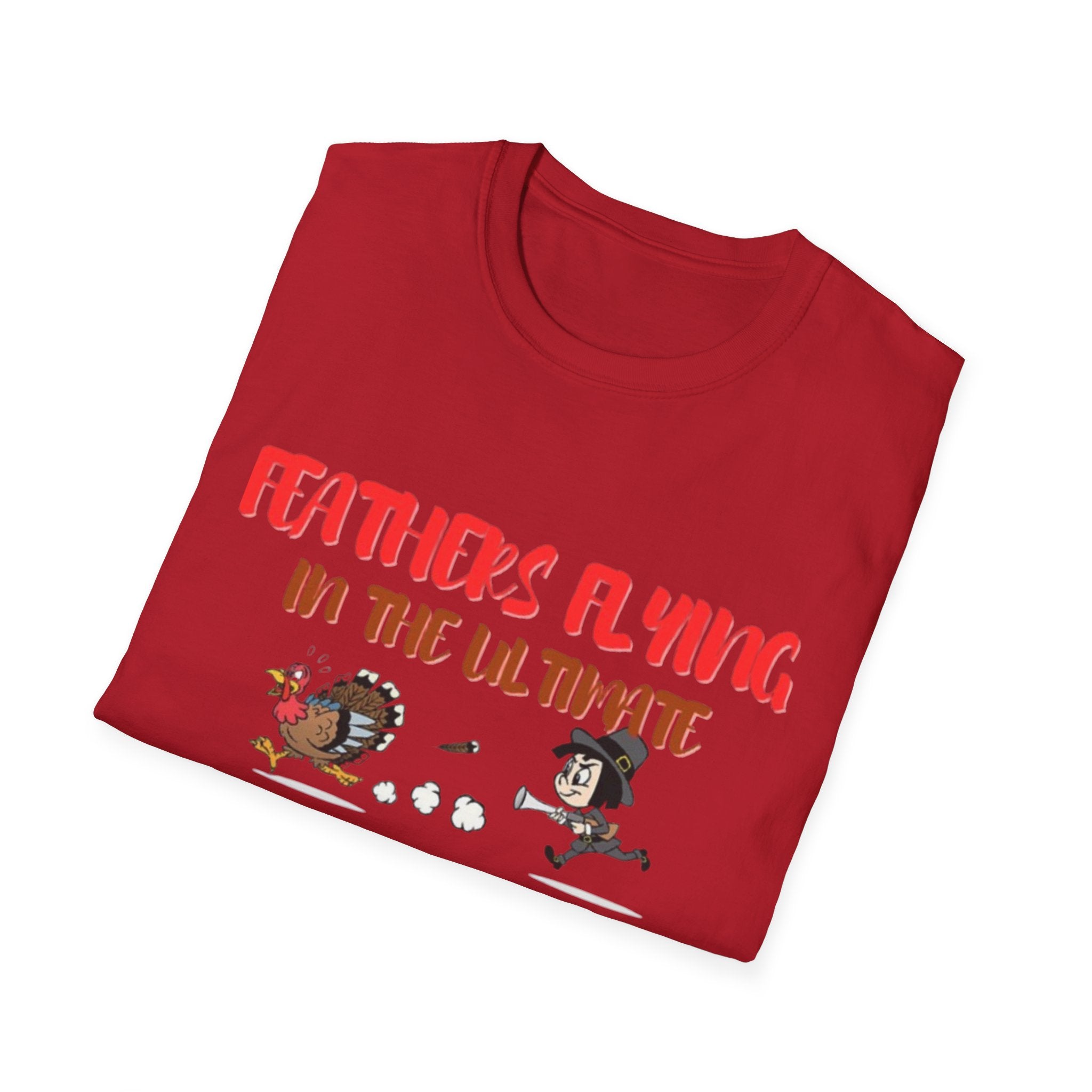 Feathers Flying In The Ultimate Thanksgiving Showdown Unisex Softstyle T-Shirt