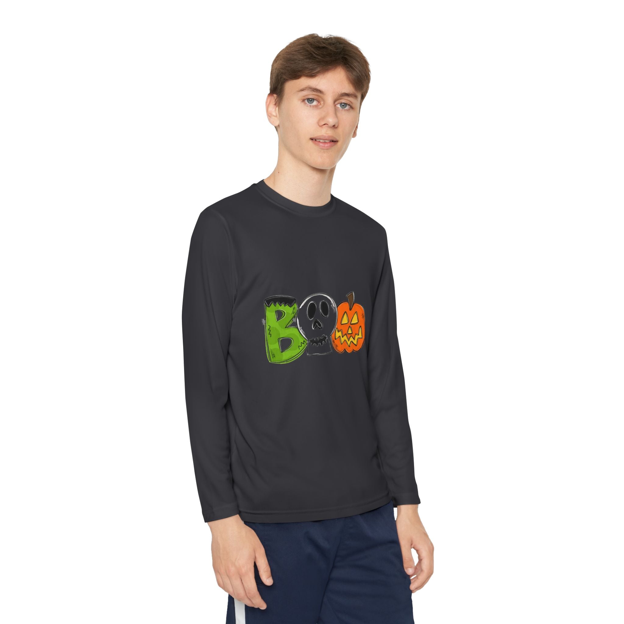 Youth Halloween Boo Long Sleeve Competitor T-Shirt