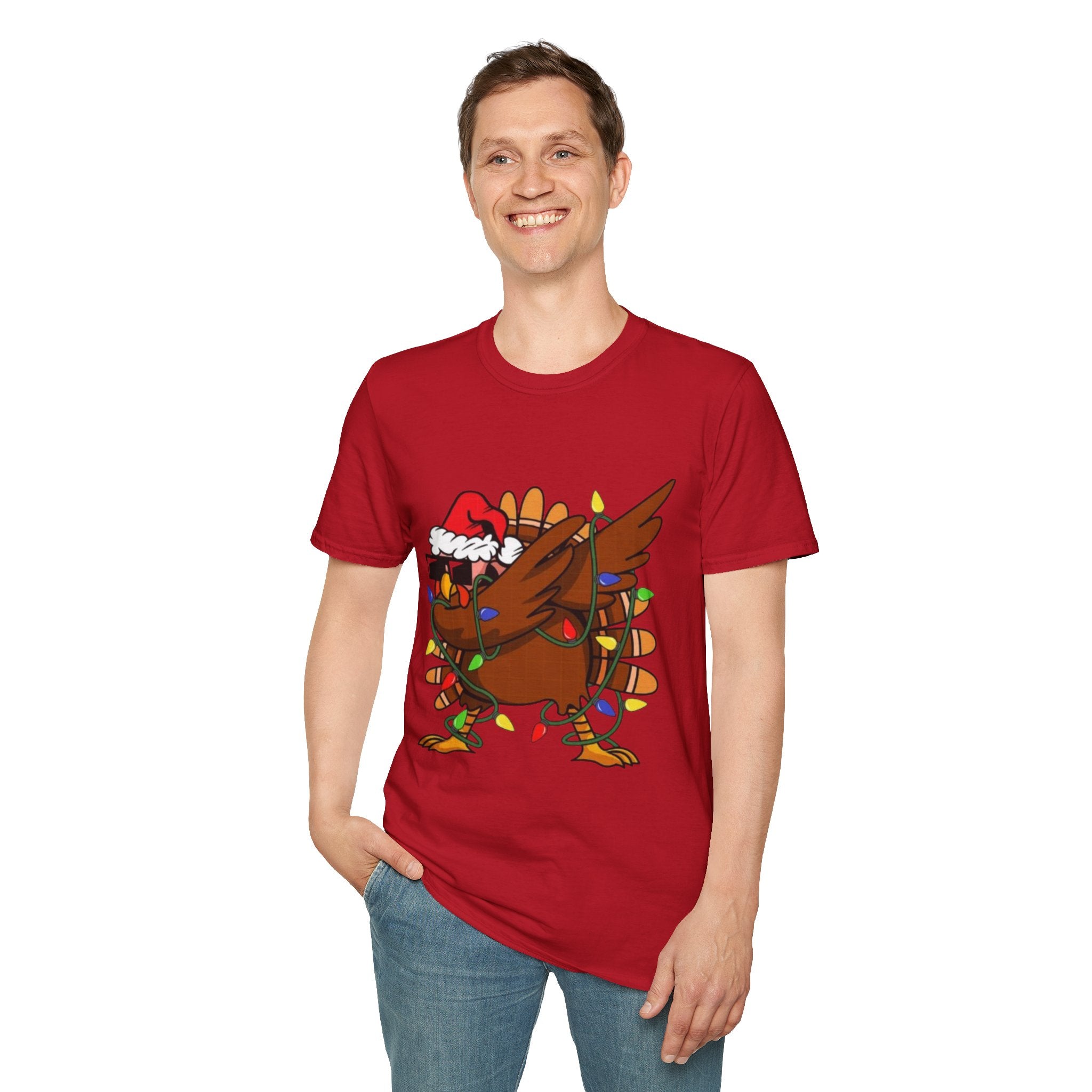 Dabbing Christmas Turkey Unisex Softstyle T-Shirt