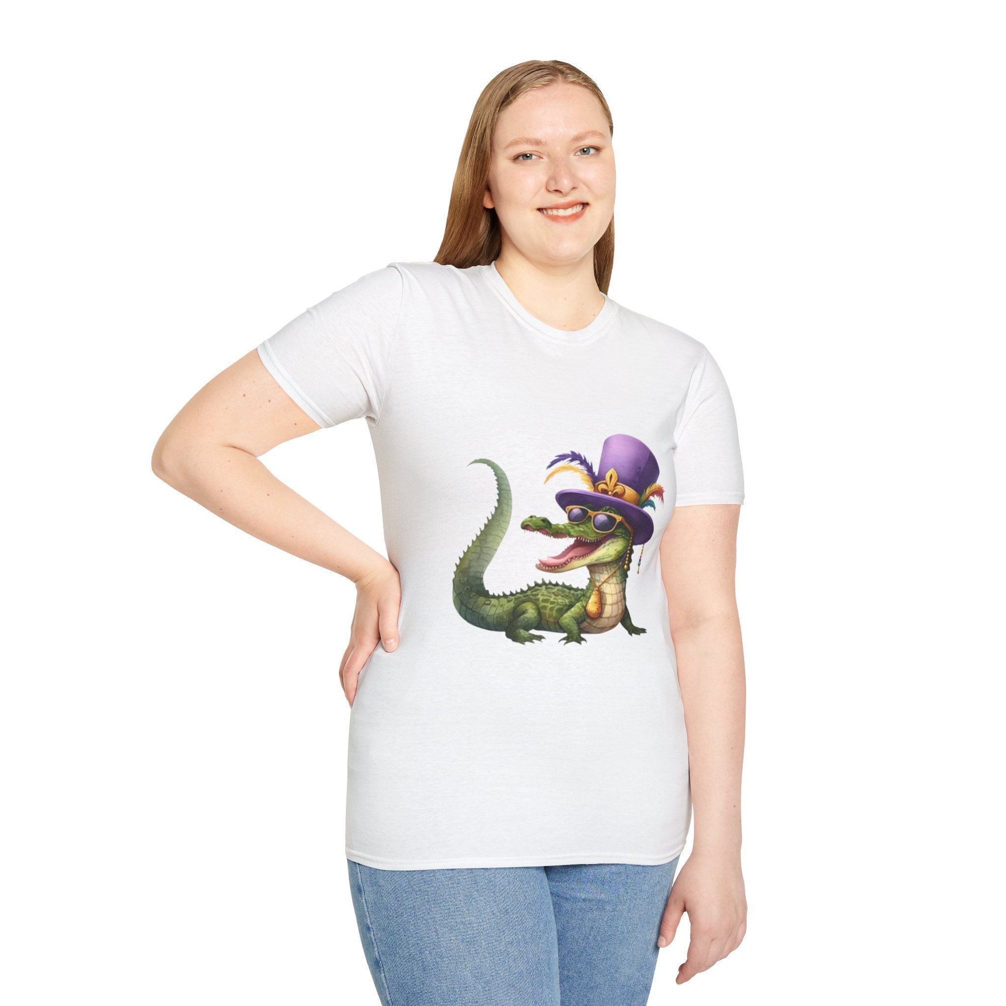 Mardi Gras Alligator Unisex Softstyle T-Shirt