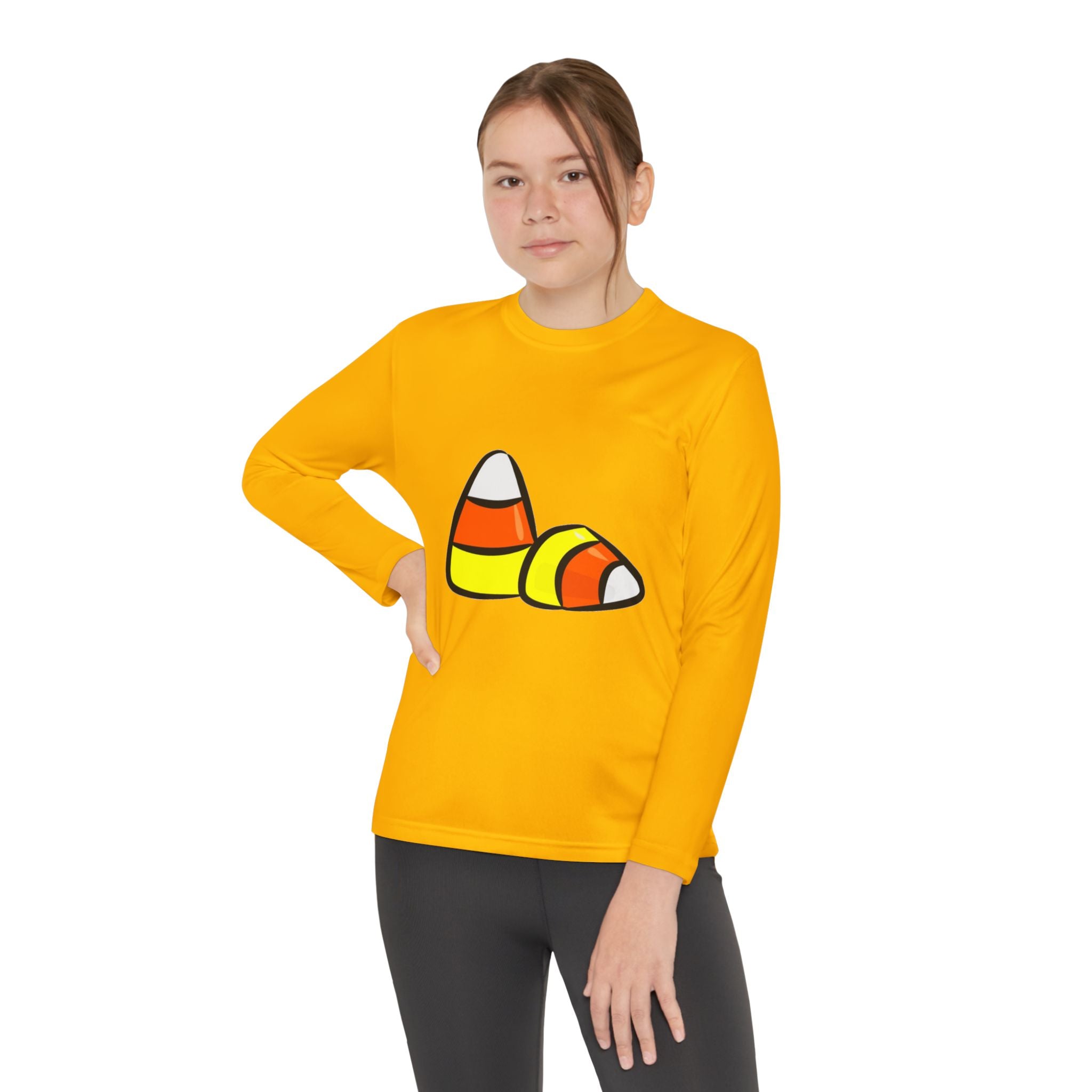 Halloween Candy Corn Youth Long Sleeve Competitor T-Shirt