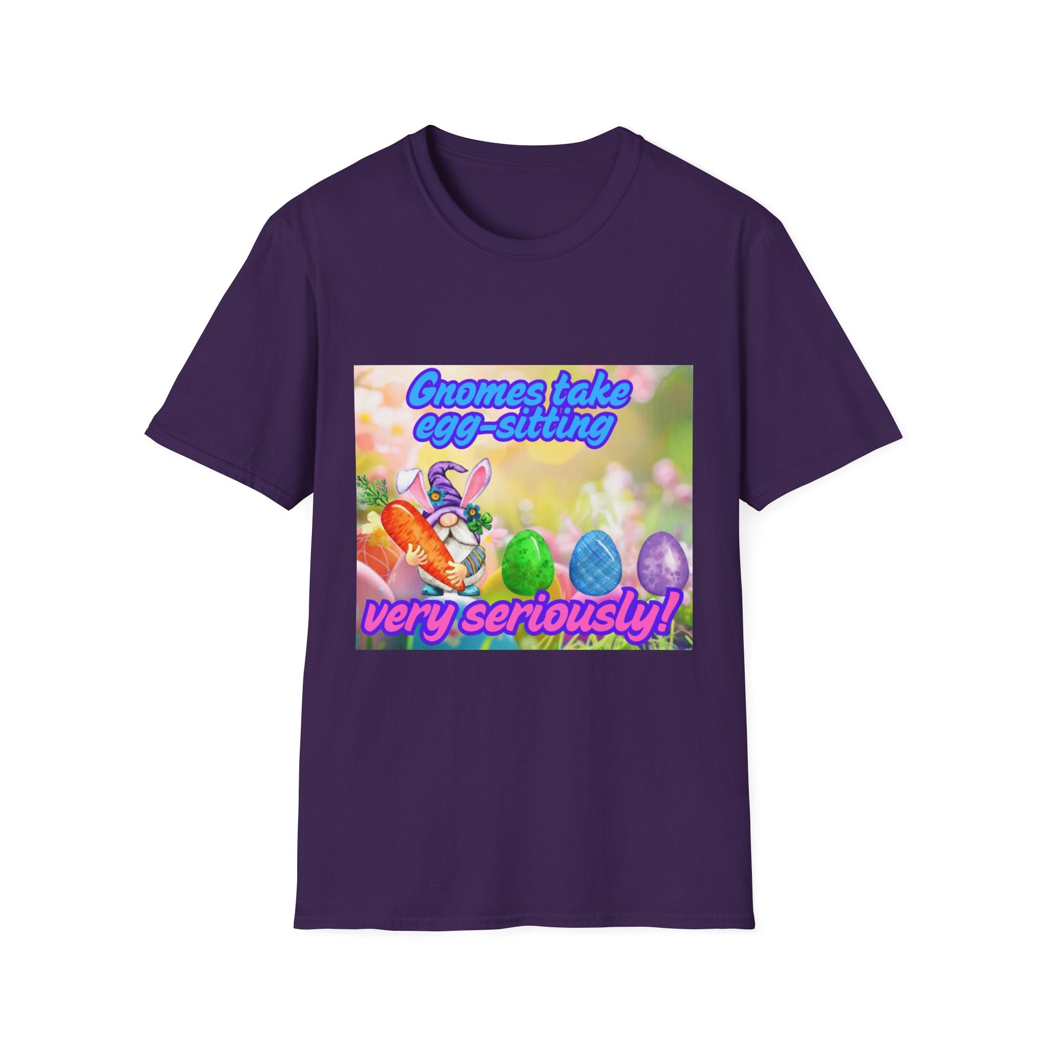 Gnomes Take Egg-Sitting Very Seriously Unisex Softstyle T-Shirt