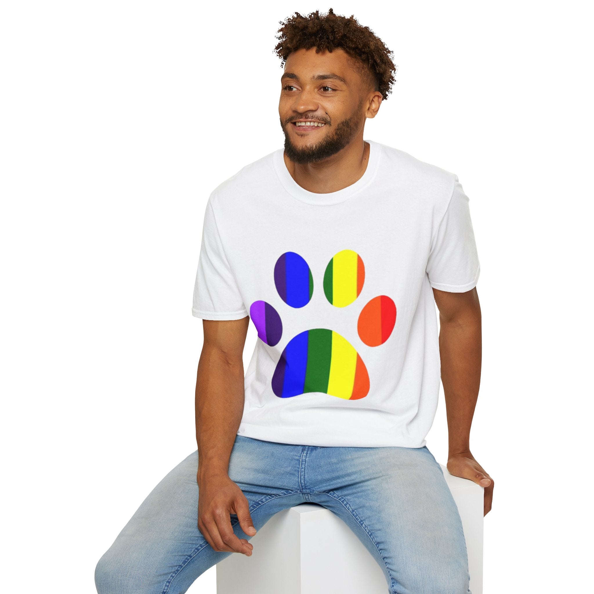 Pride Paw Print Unisex Softstyle T-Shirt