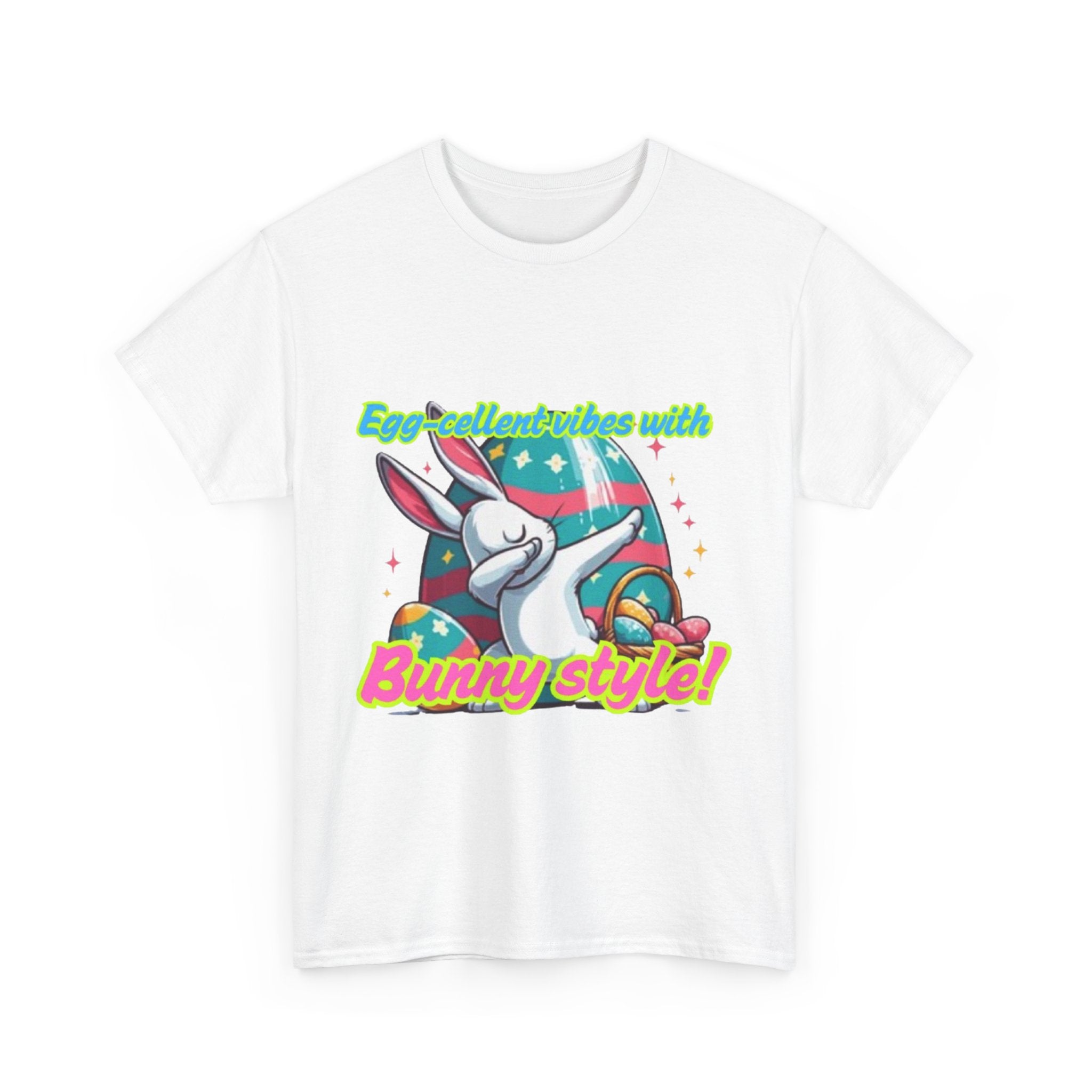 Egg-cellent Vibes With Bunny Style Unisex Heavy Cotton T-Shirt