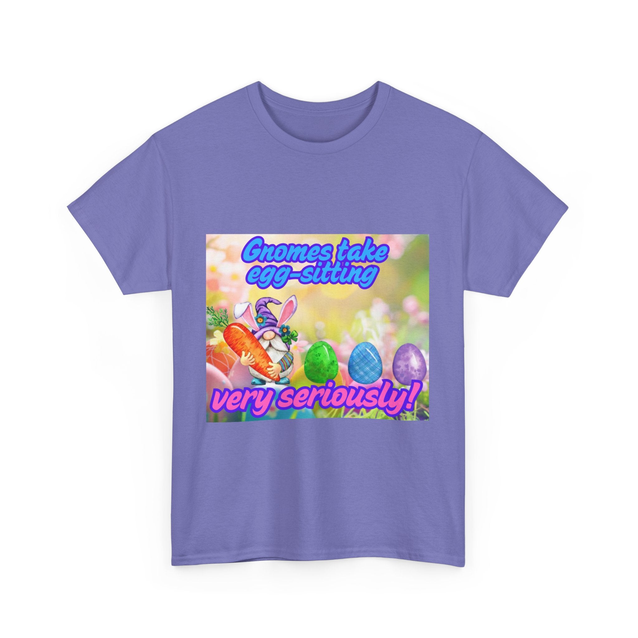 Gnomes Take Egg-Sitting Very Seriously Unisex Heavy Cotton T-Shirt