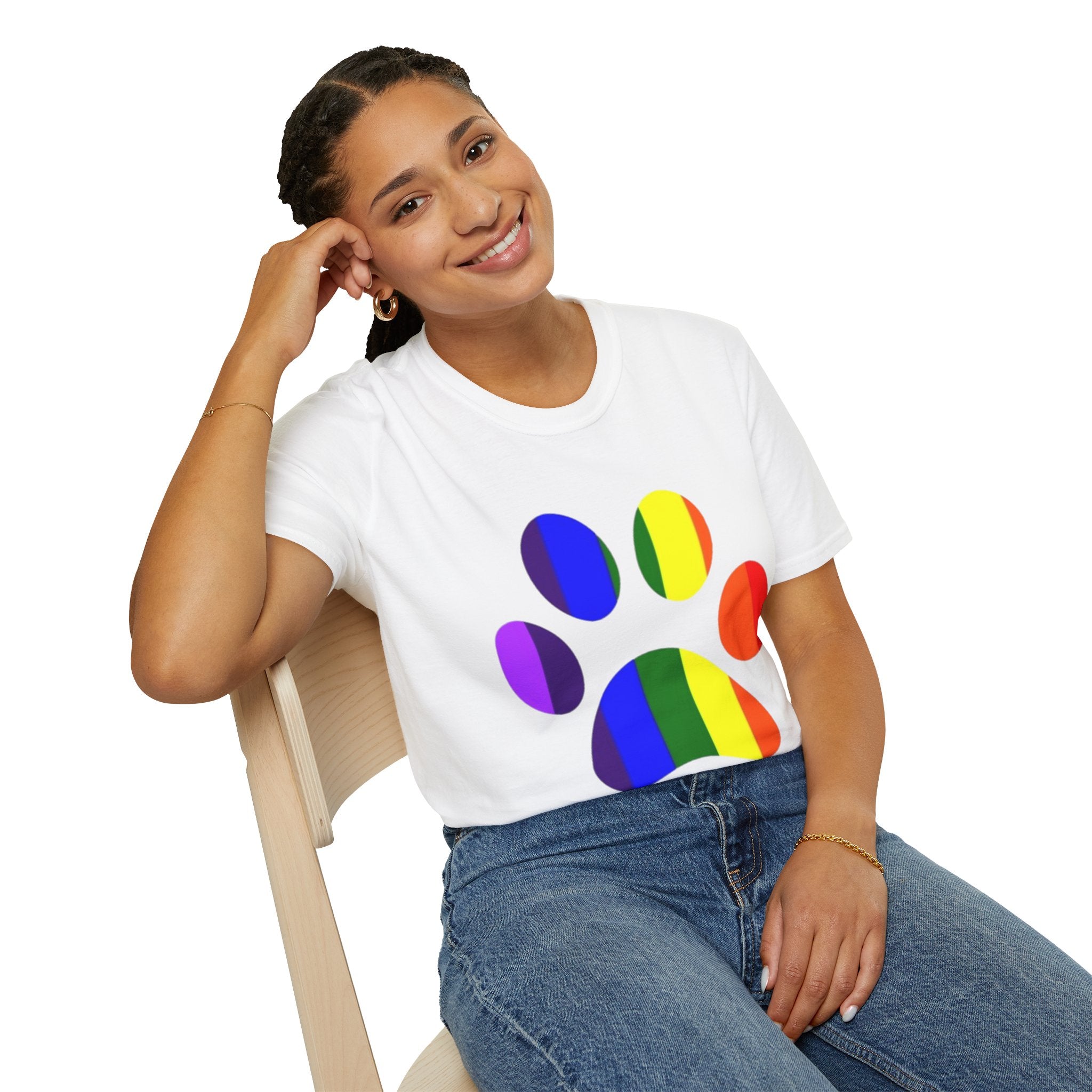 Pride Paw Print Unisex Softstyle T-Shirt