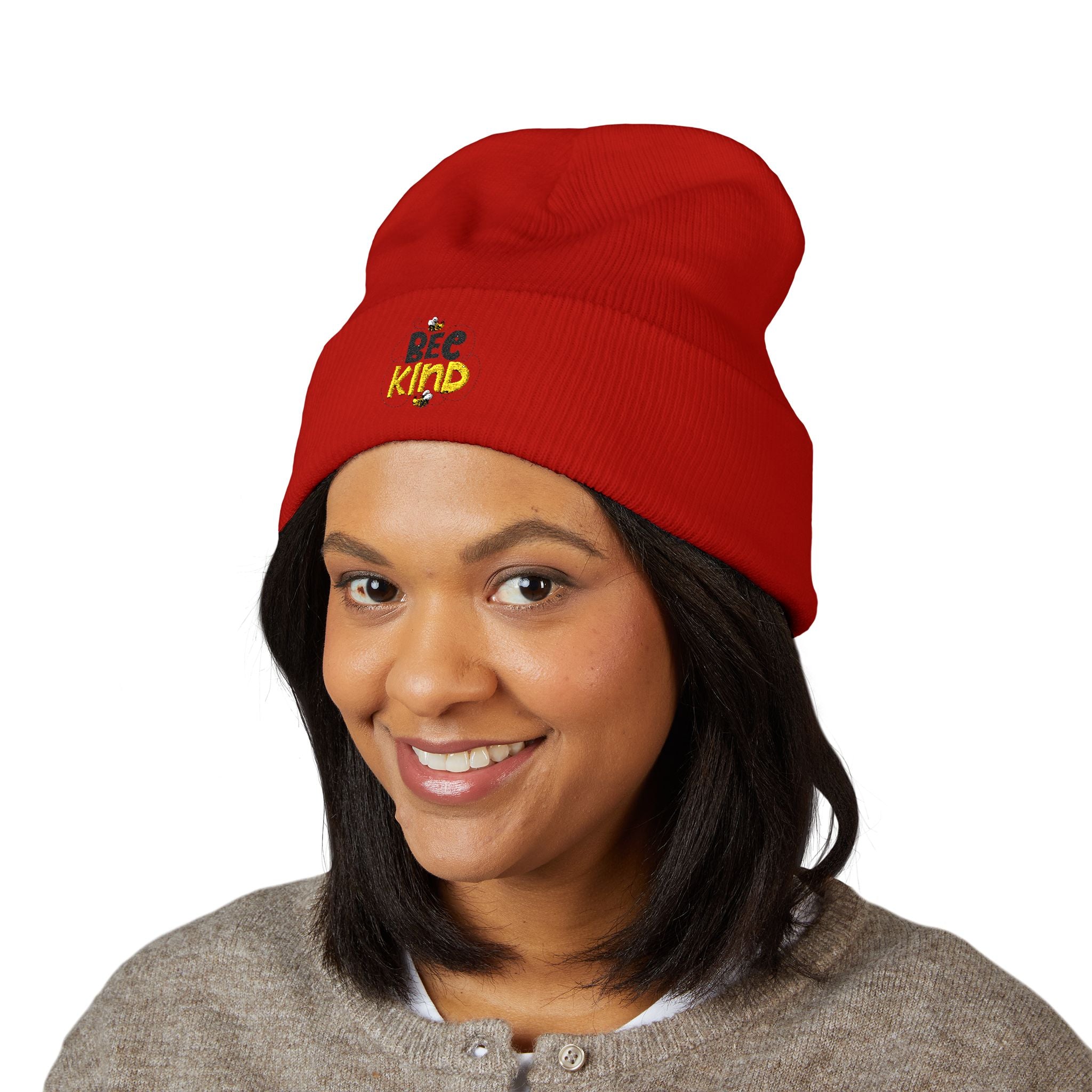 Bee Kind Embroidered Cuffed Beanie
