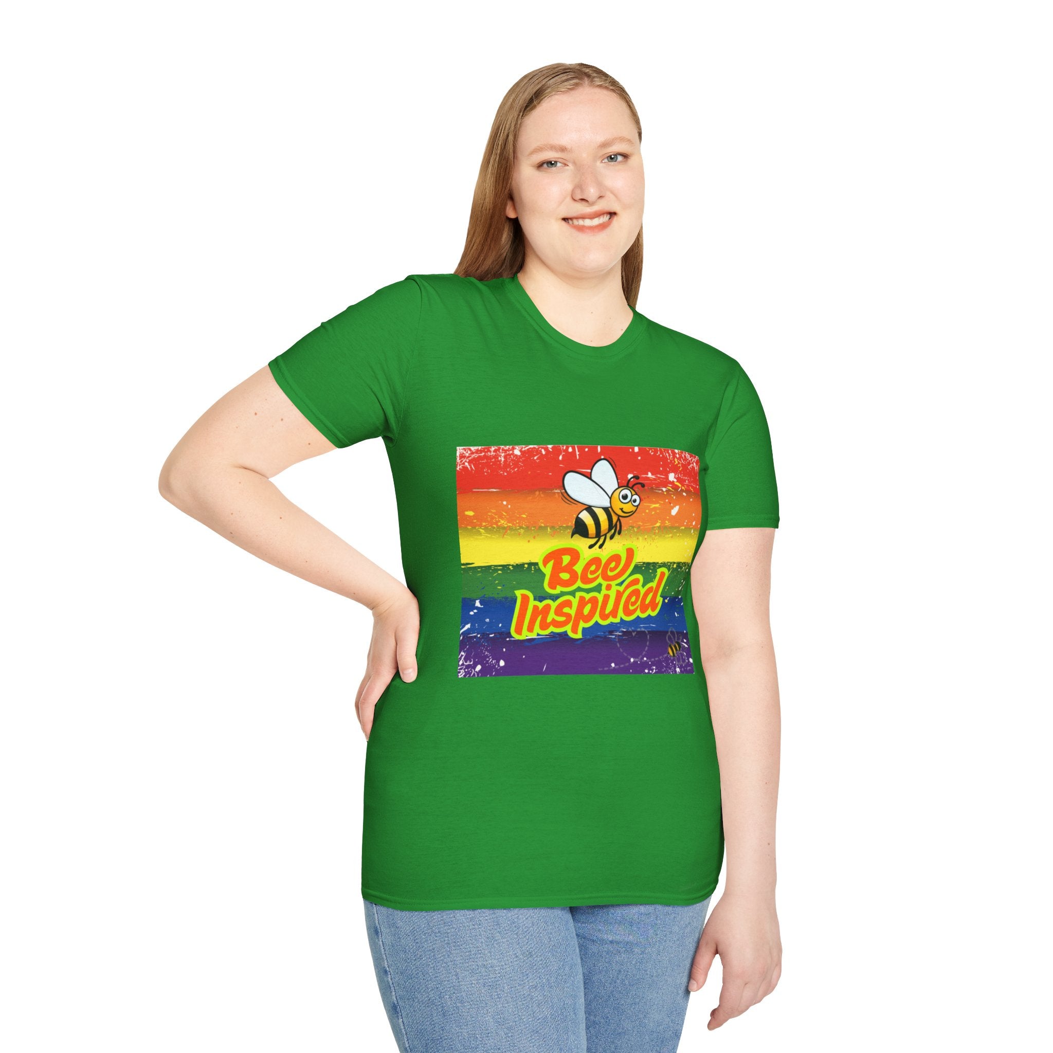 Bee Inspired Rainbow Unisex Softstyle T-Shirt