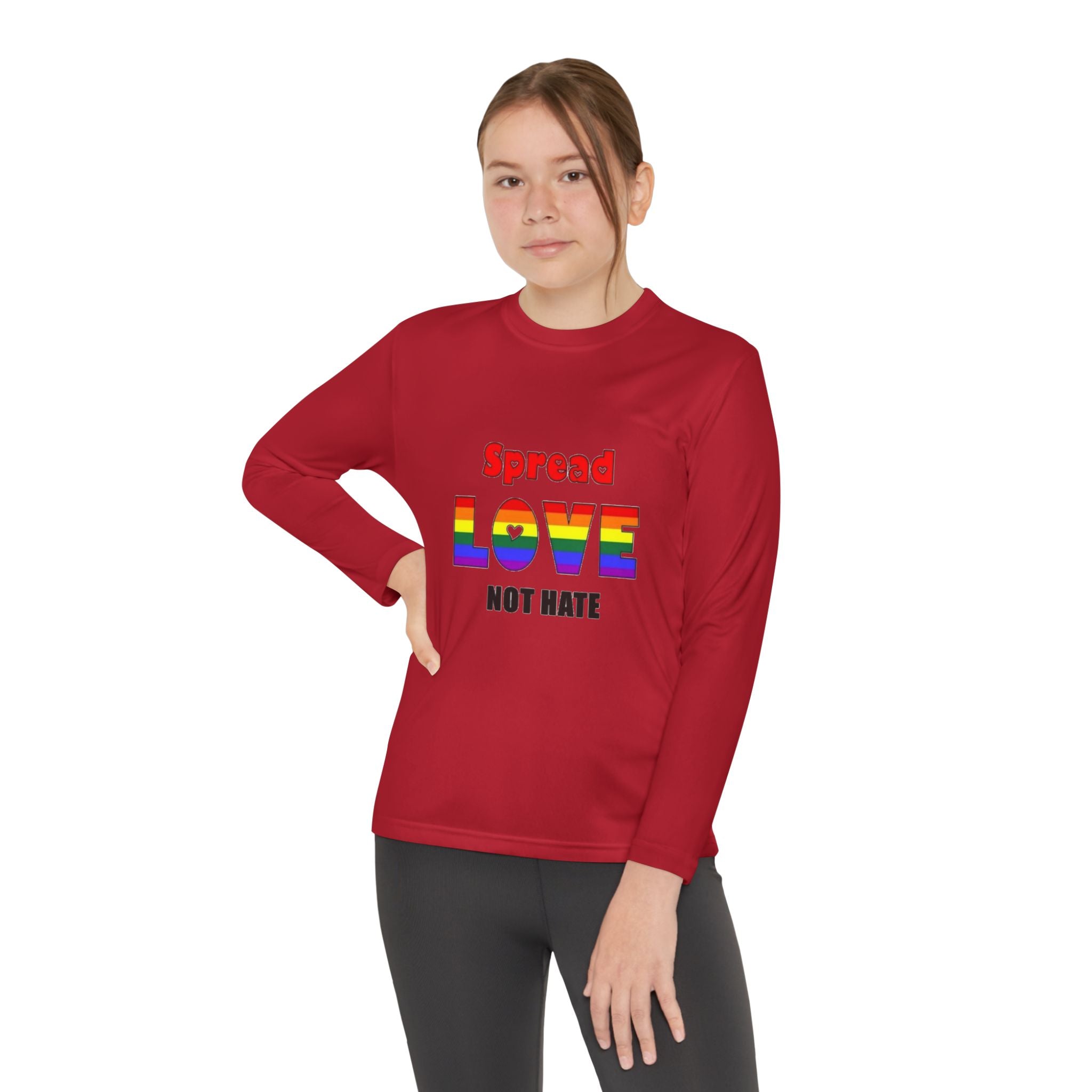 Spread Love Not Hate Youth Long Sleeve Competitor T-Shirt