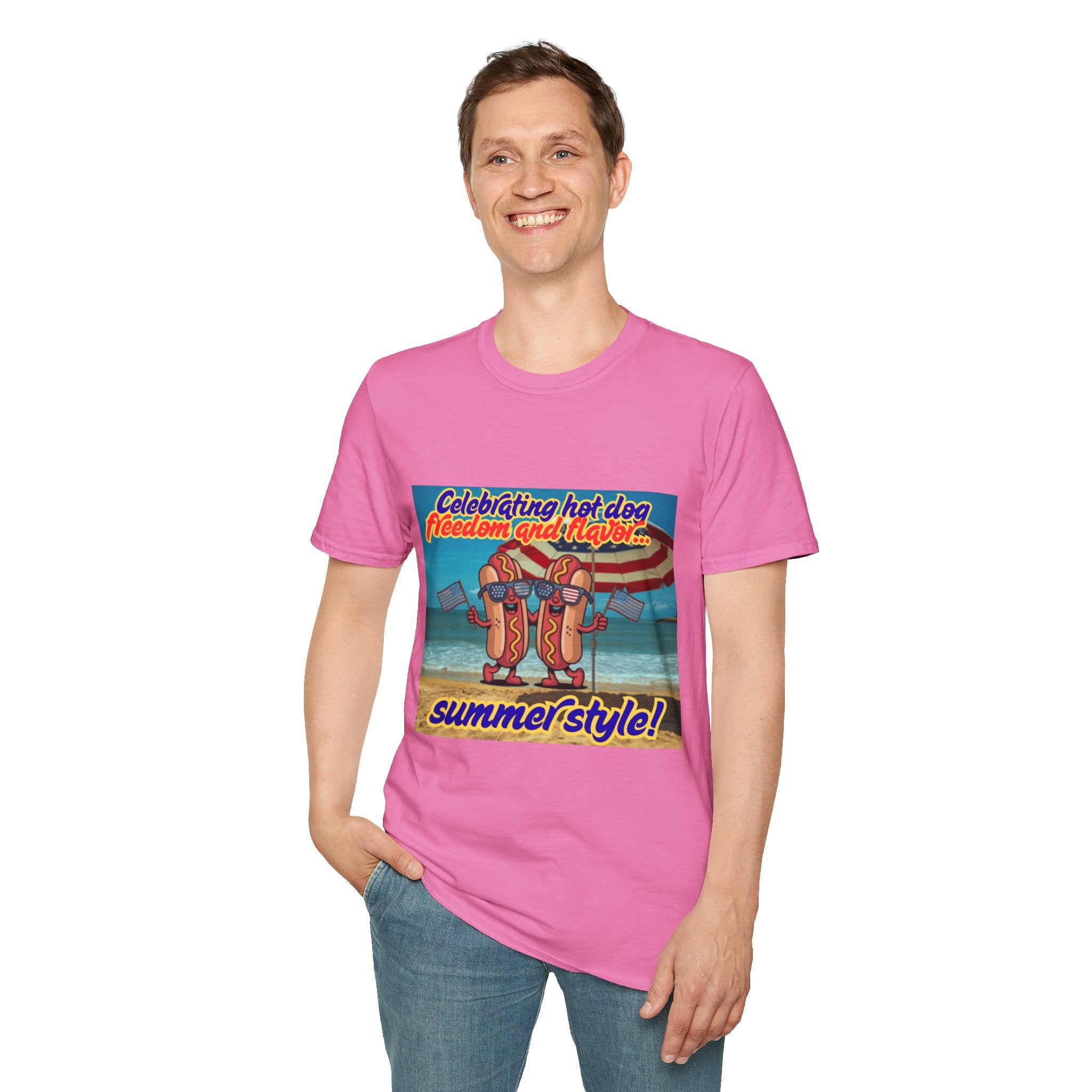 Celebrating Hot Dog Freedom And Flavor Summer Style! Unisex Softstyle T-Shirt