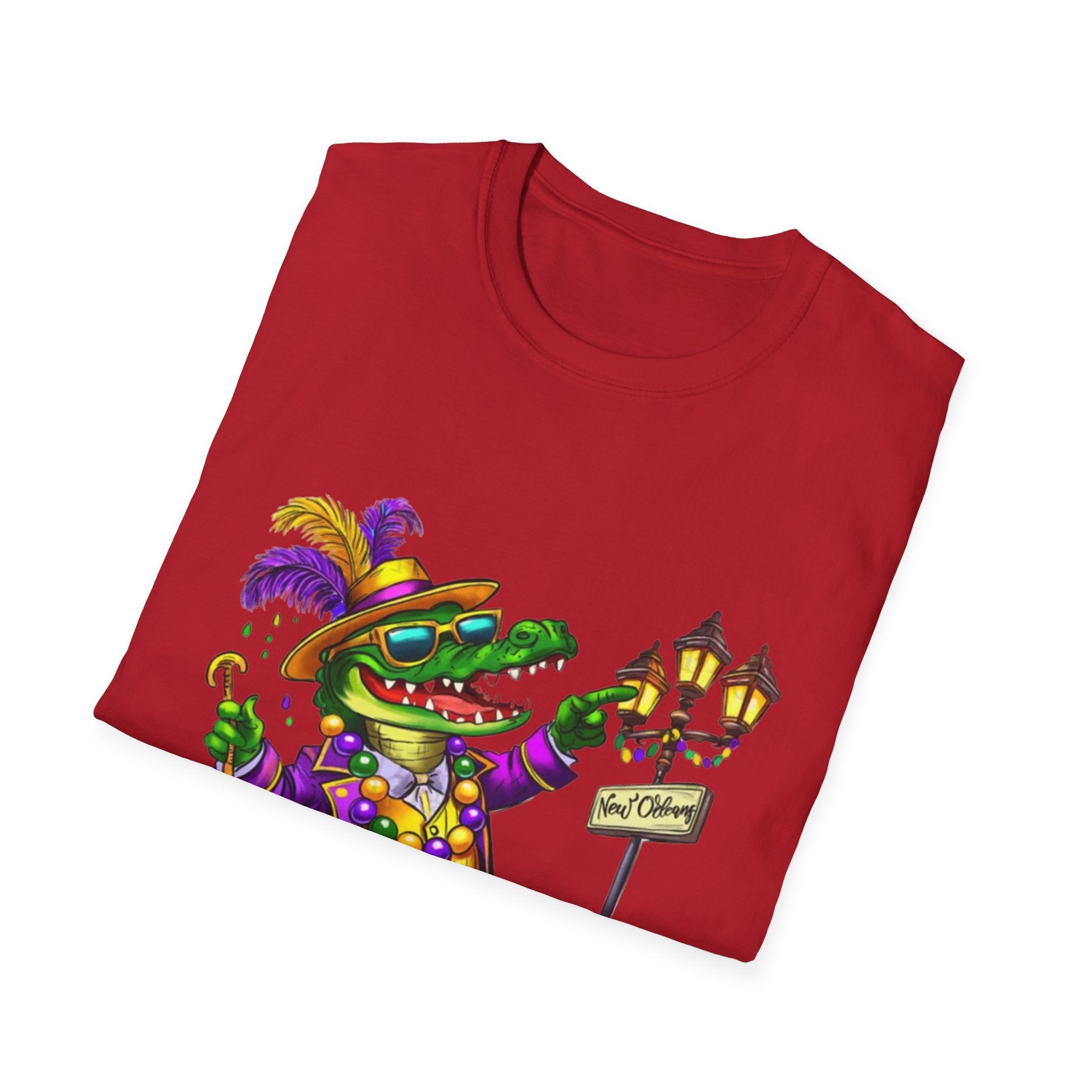 Mardi Gras Gator Unisex Softstyle T-Shirt