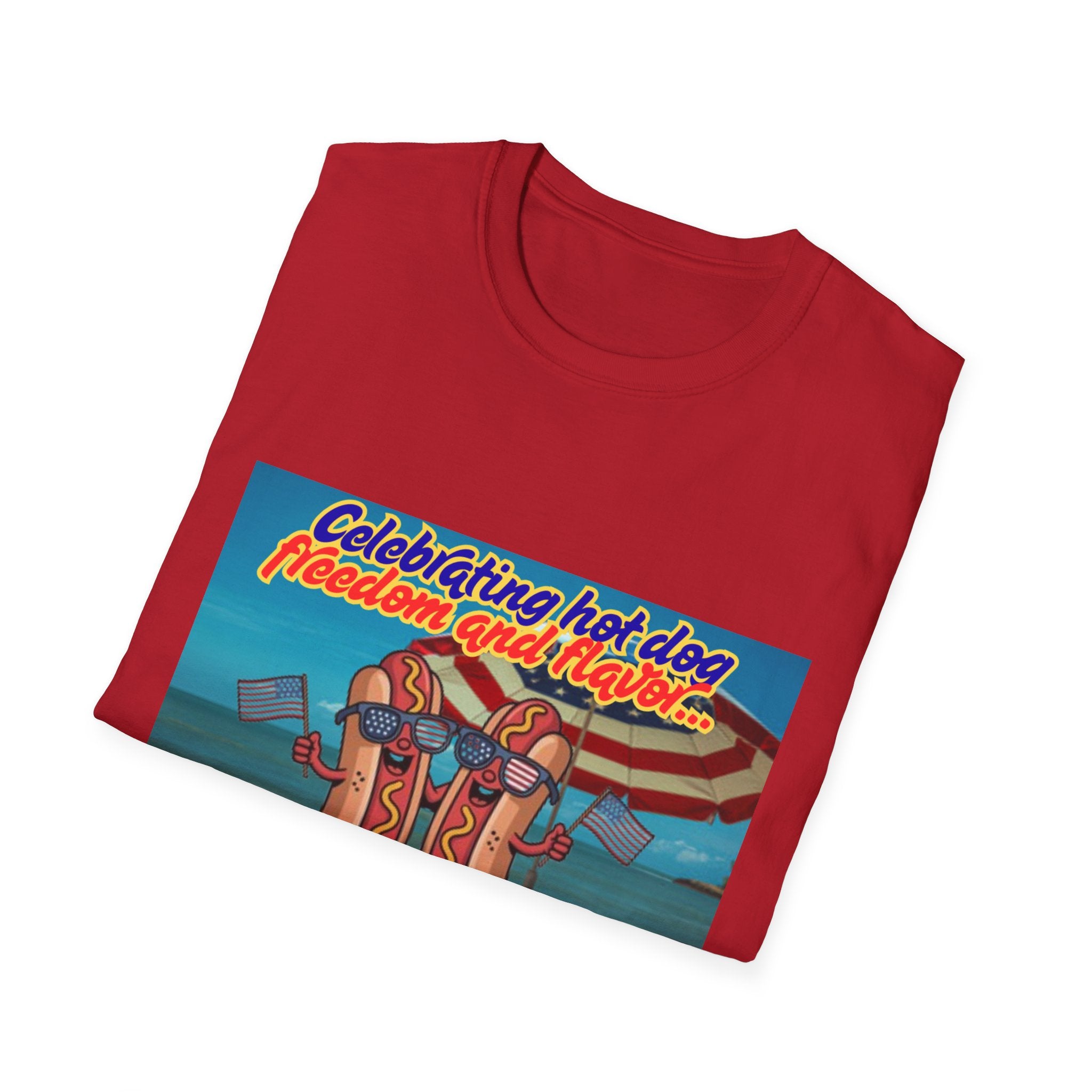 Celebrating Hot Dog Freedom And Flavor Summer Style! Unisex Softstyle T-Shirt