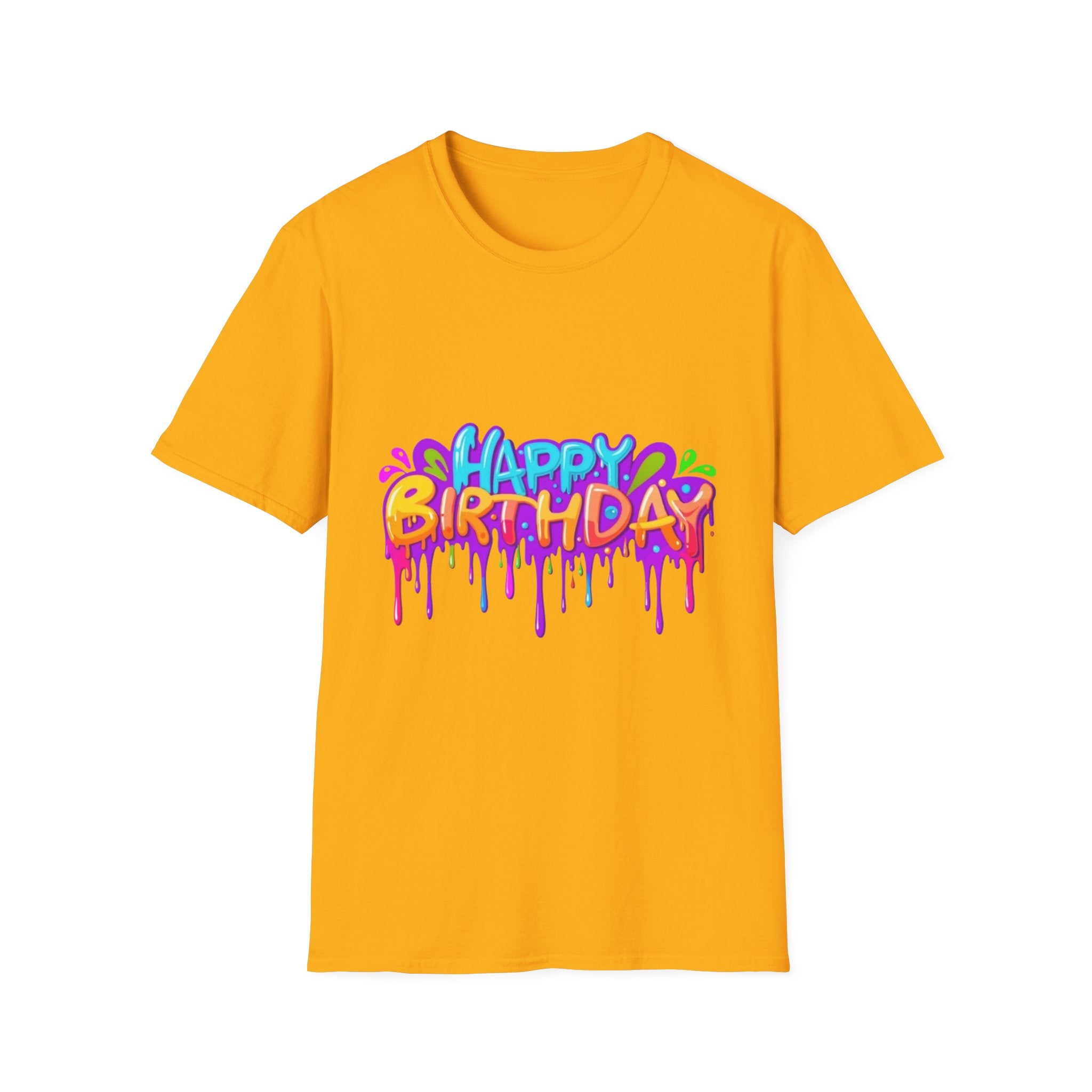 Happy Birthday Unisex Softstyle Short Sleeve T-Shirt Personalize It!