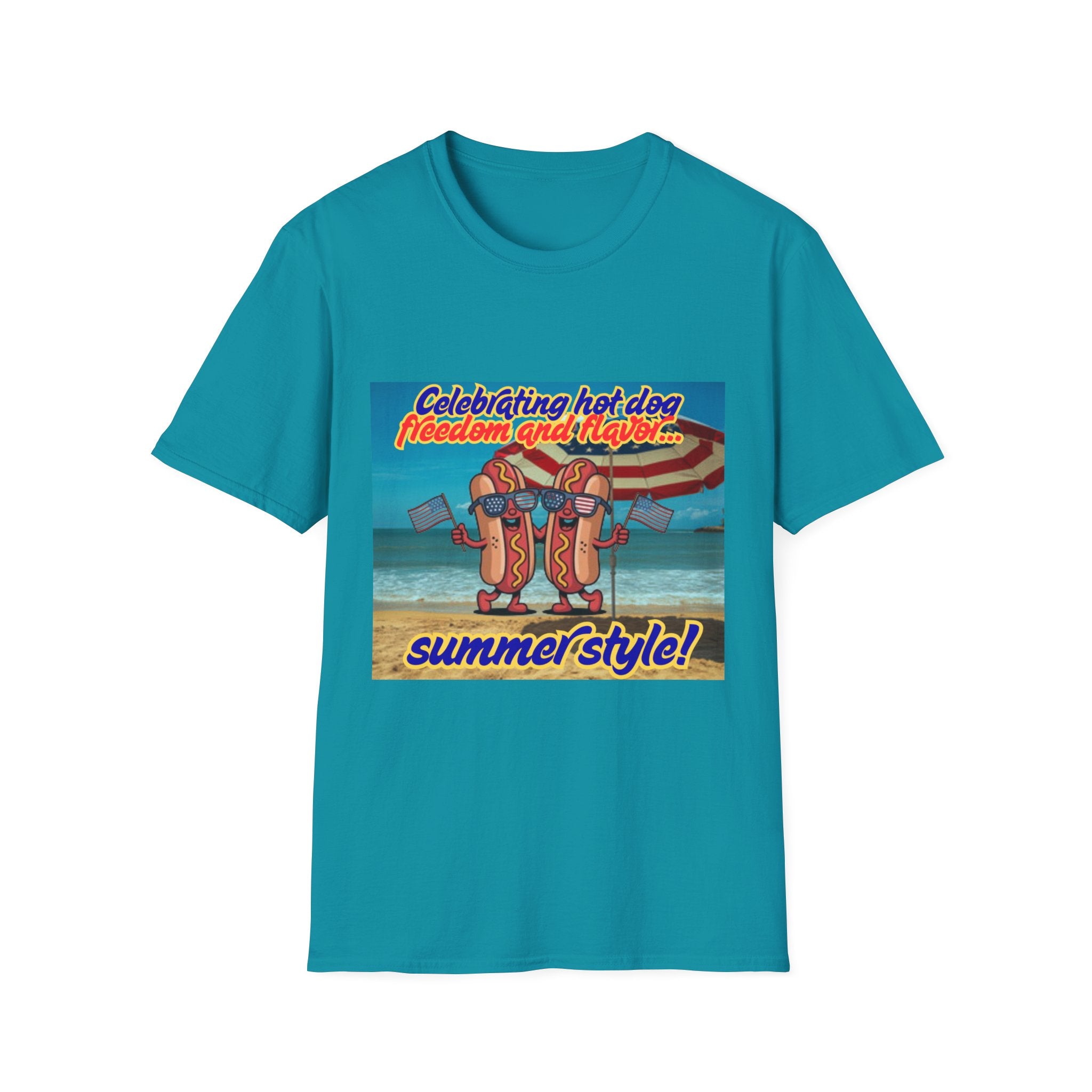Celebrating Hot Dog Freedom And Flavor Summer Style! Unisex Softstyle T-Shirt