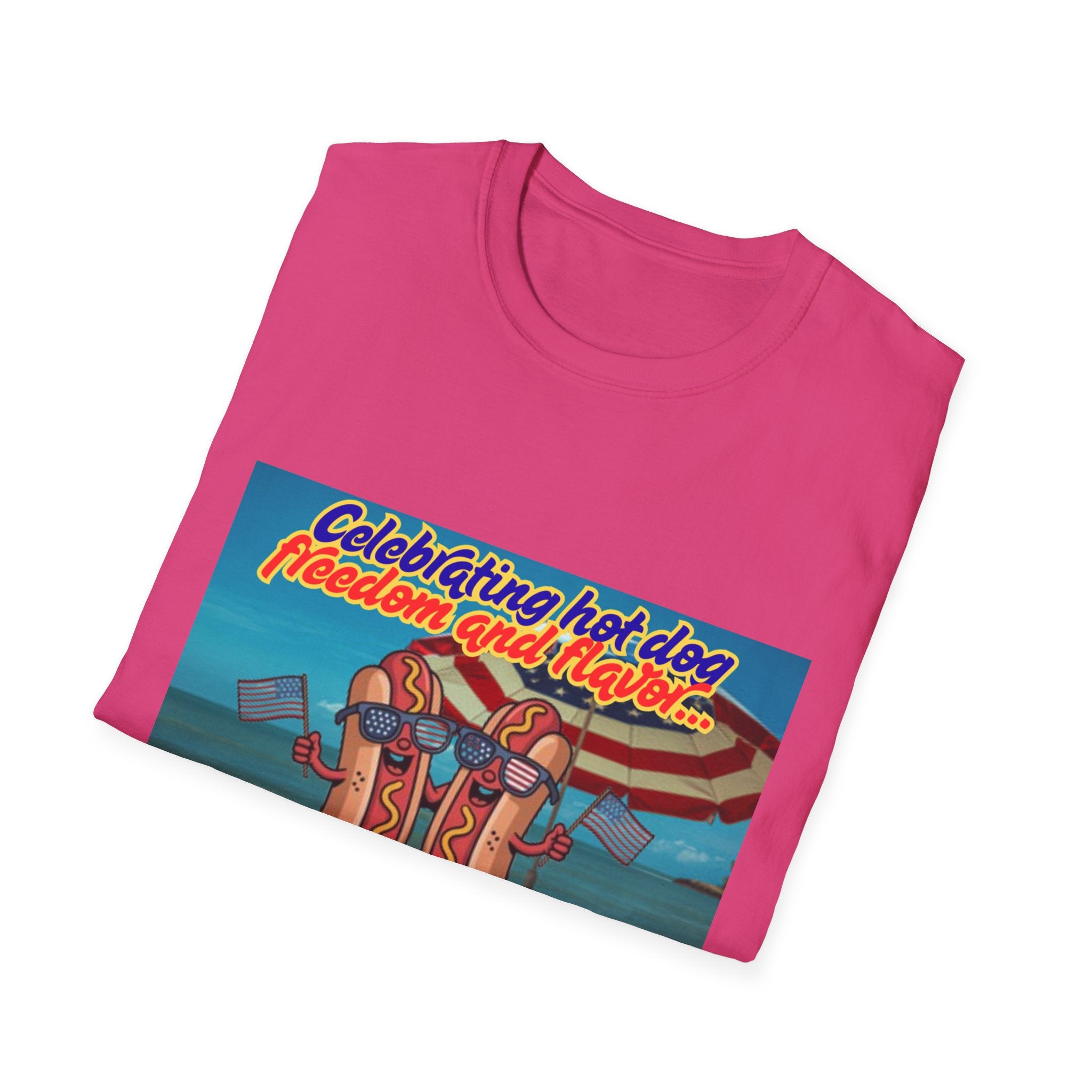 Celebrating Hot Dog Freedom And Flavor Summer Style! Unisex Softstyle T-Shirt