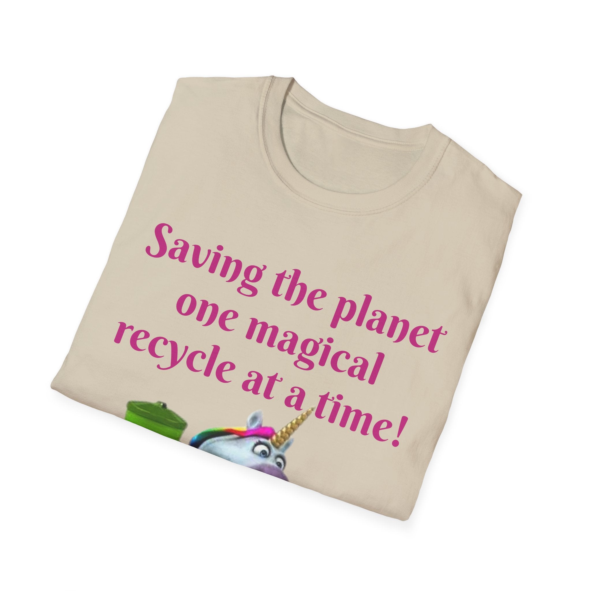 Saving The Planet One Magical Recycle At A Time! Unicorn Unisex Softstyle T-Shirt