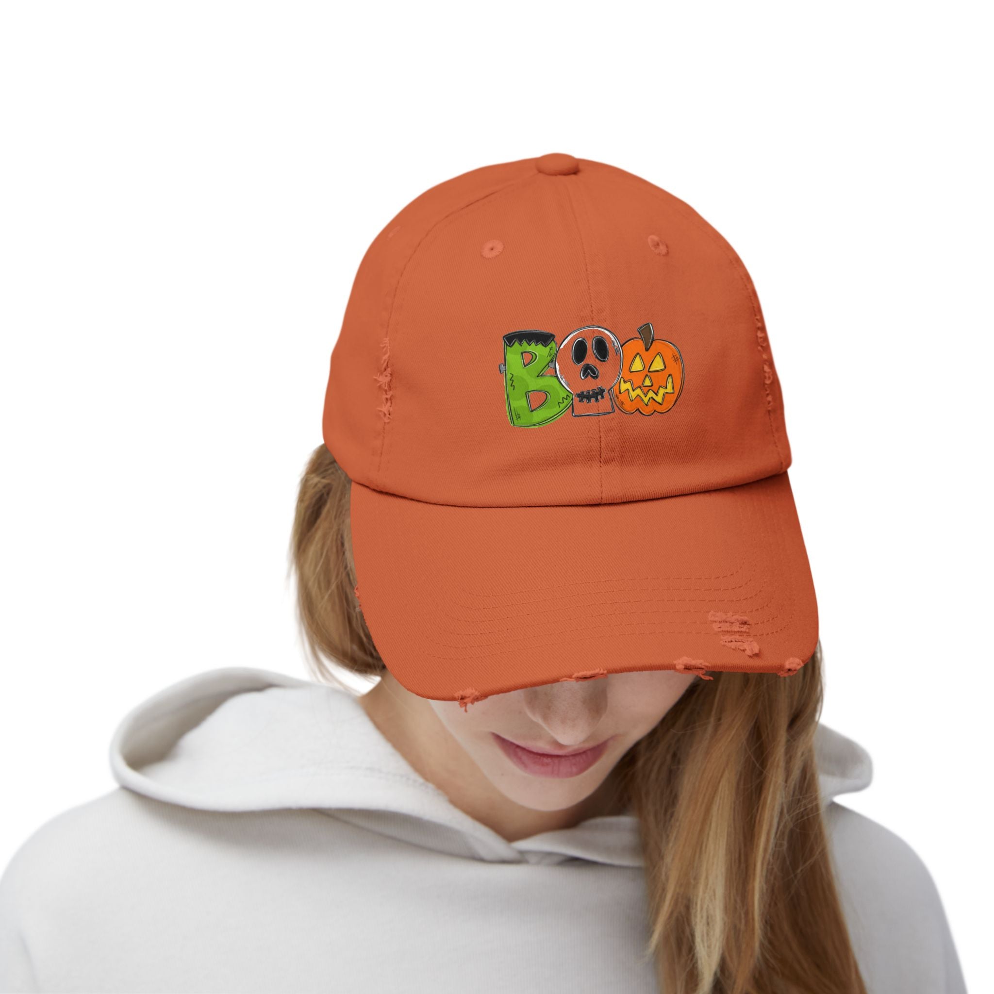 Halloween BOO Unisex Distressed Cap