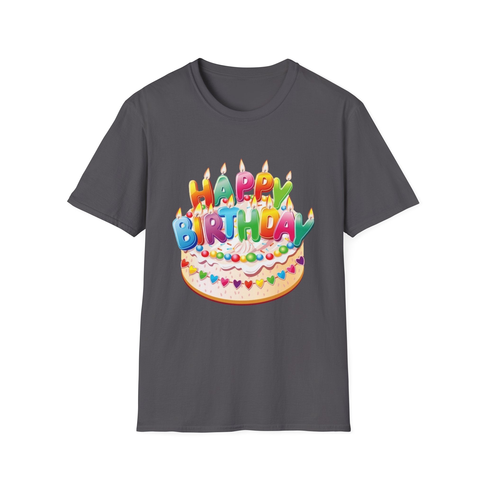 Happy Birthday Cake Unisex Softstyle T-Shirt-Personalize It!