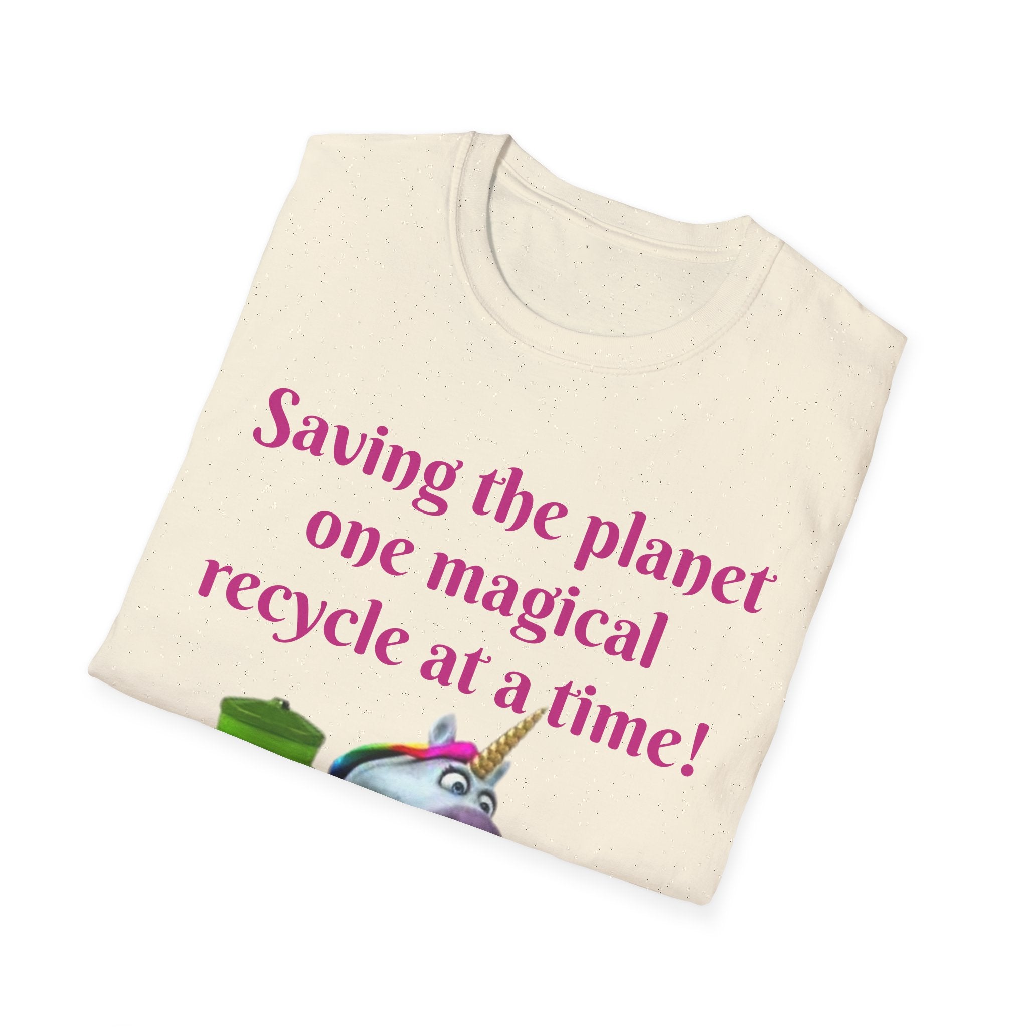 Saving The Planet One Magical Recycle At A Time! Unicorn Unisex Softstyle T-Shirt
