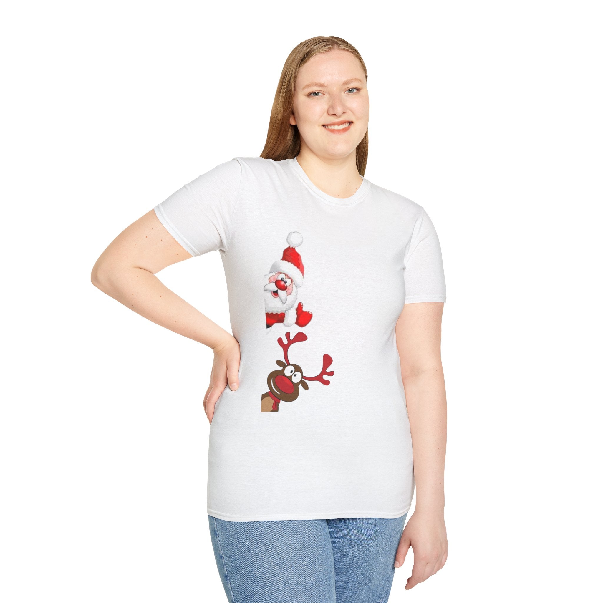 Christmas Santa and Reindeer Unisex Softstyle T-Shirt