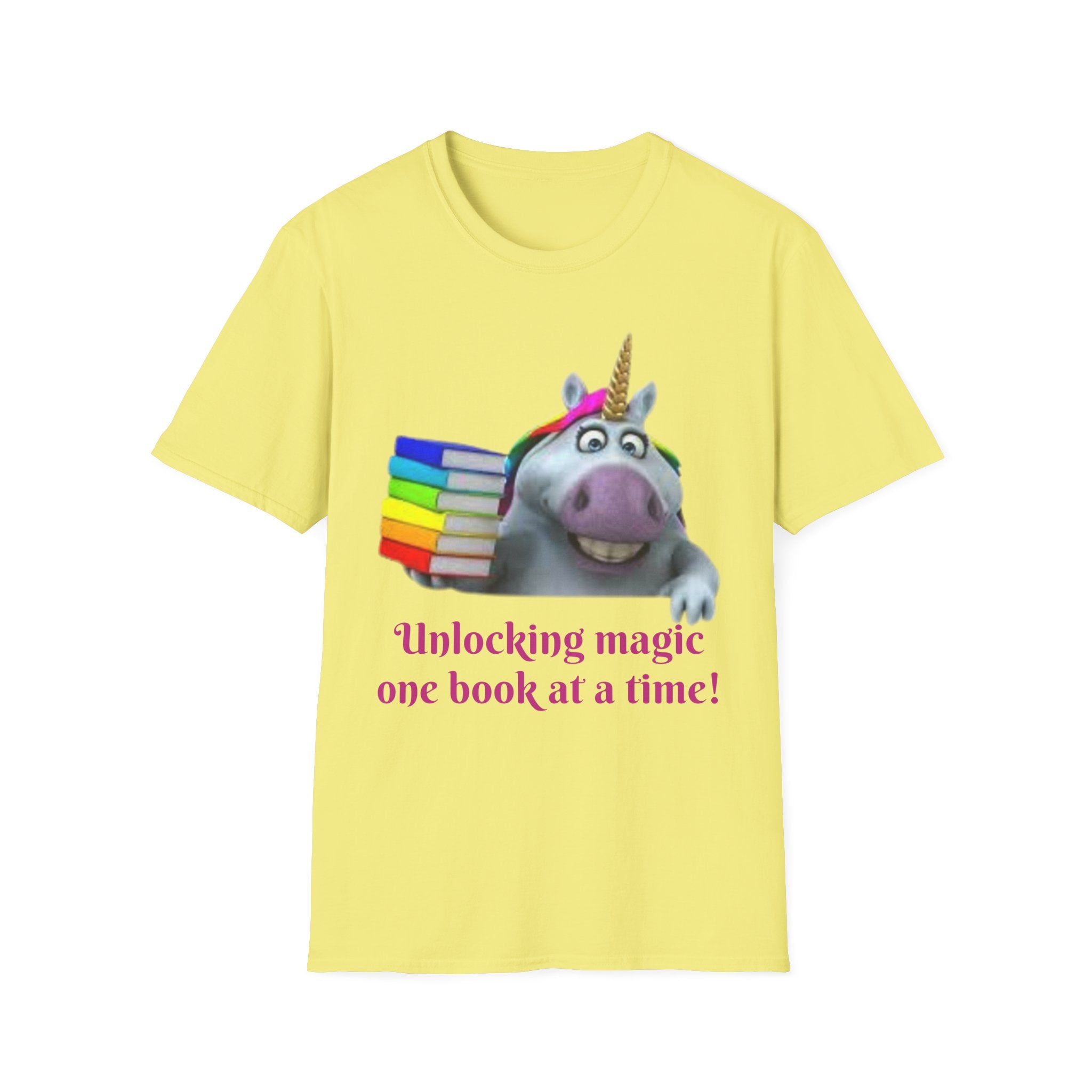 Unlocking Magic, One Book At A Time! Unicorn Unisex Softstyle T-Shirt