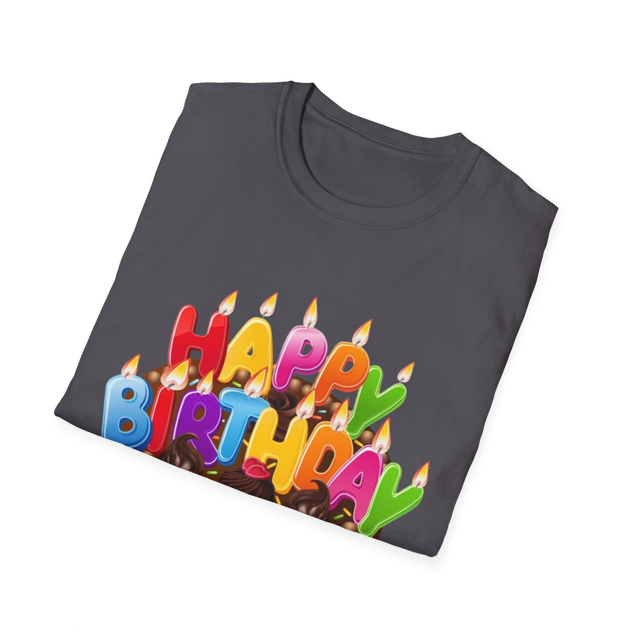 Happy Birthday Cake Unisex Softstyle T-Shirt Personalize It!