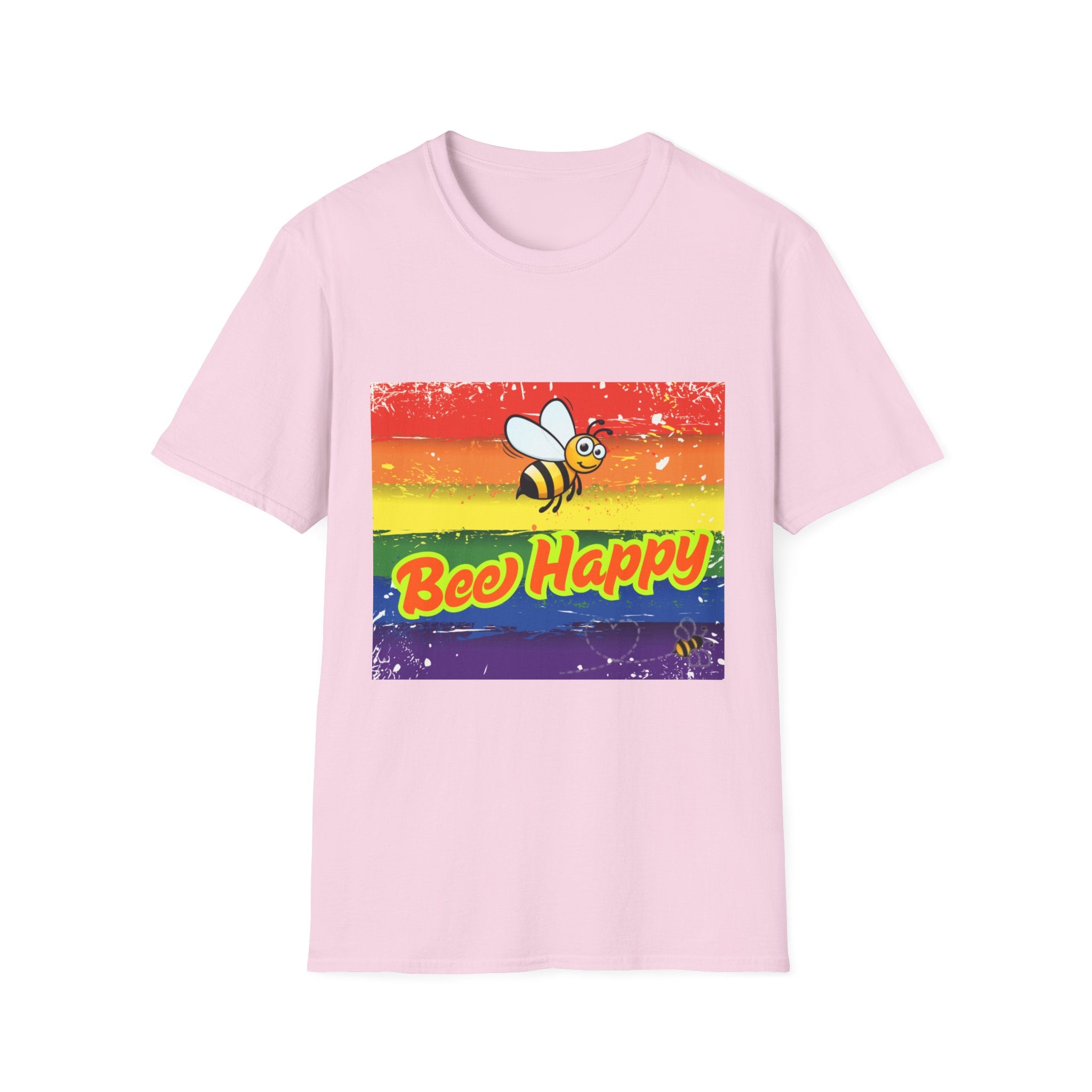 Bee Happy Rainbow Unisex Softstyle T-Shirt