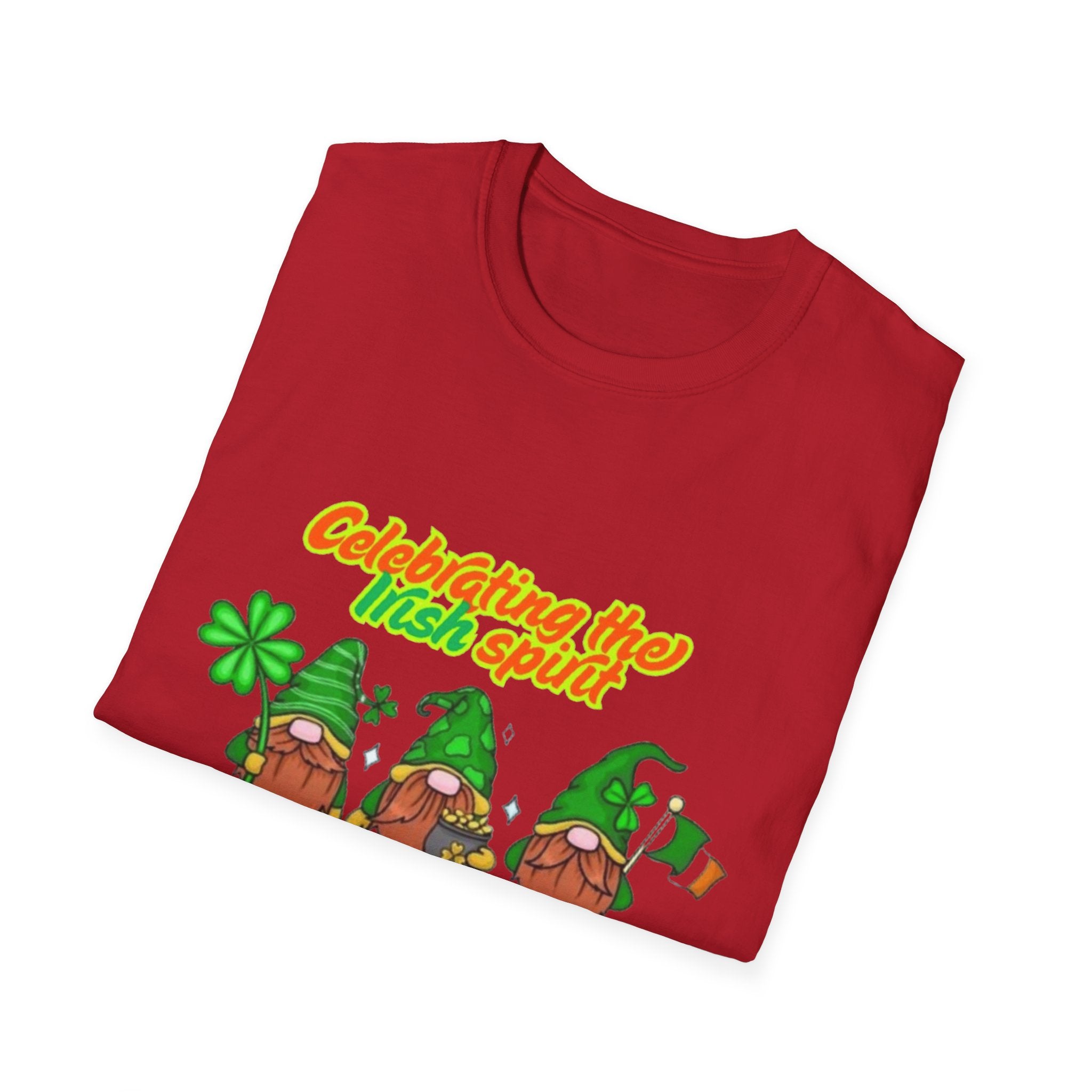 Celebrating the Irish Spirit One Gnome At A Time Unisex Softstyle T-Shirt