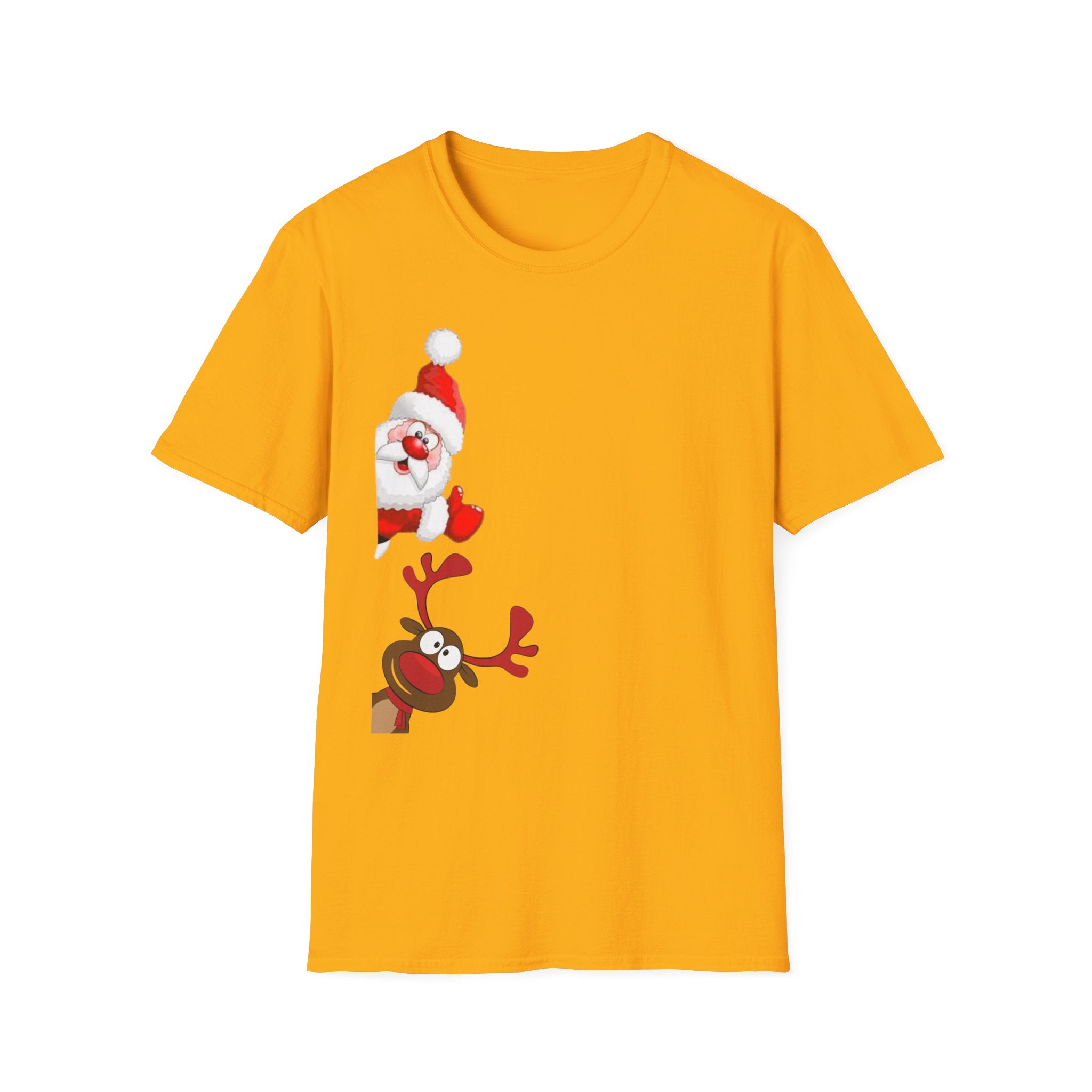 Christmas Santa and Reindeer Unisex Softstyle T-Shirt