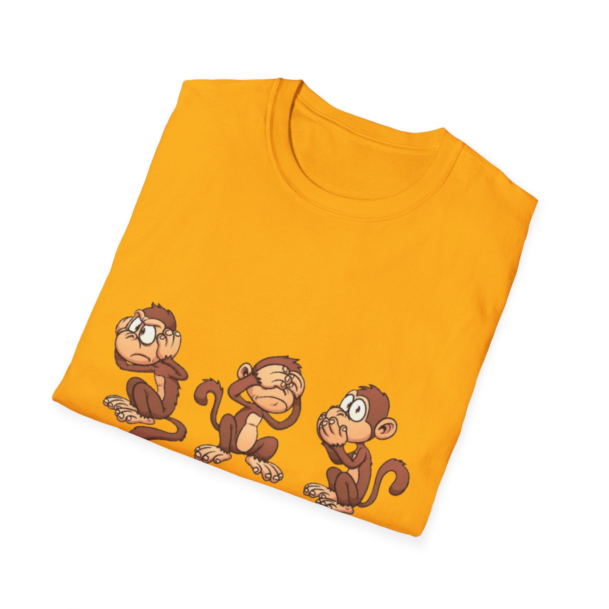 Monkey Hear, See, Say What? Unisex Softstyle T-Shirt