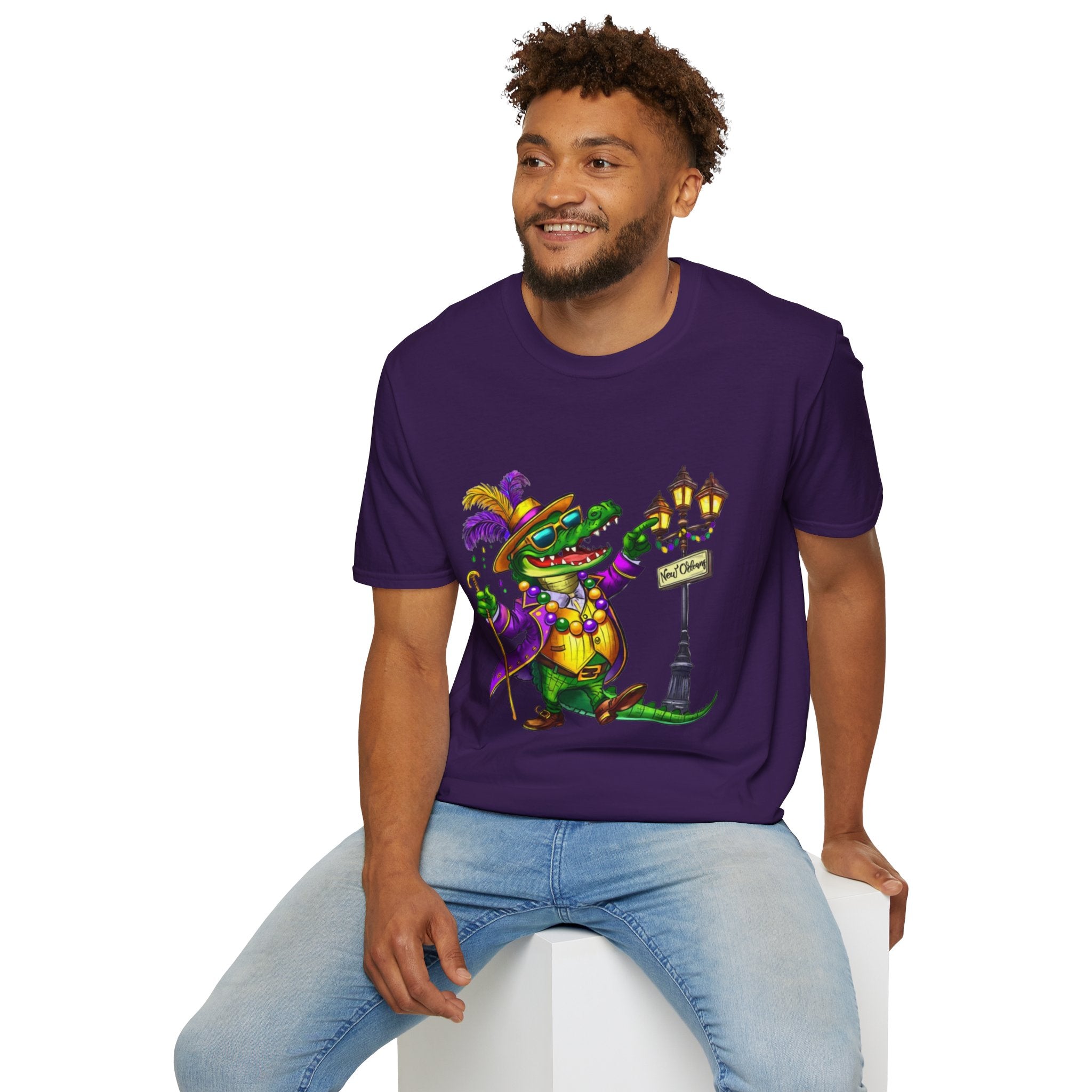 Mardi Gras Gator Unisex Softstyle T-Shirt
