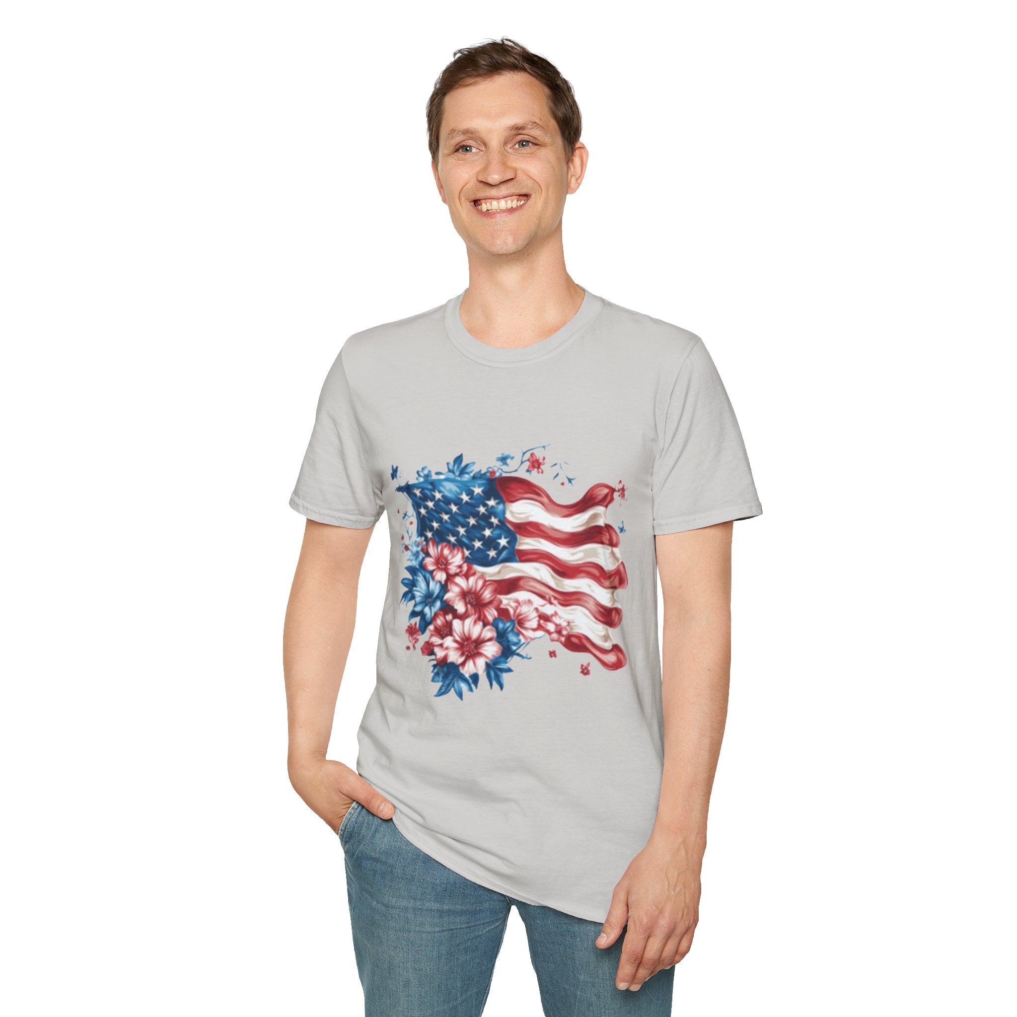 Patriotic USA Flag Unisex Softstyle T-Shirt
