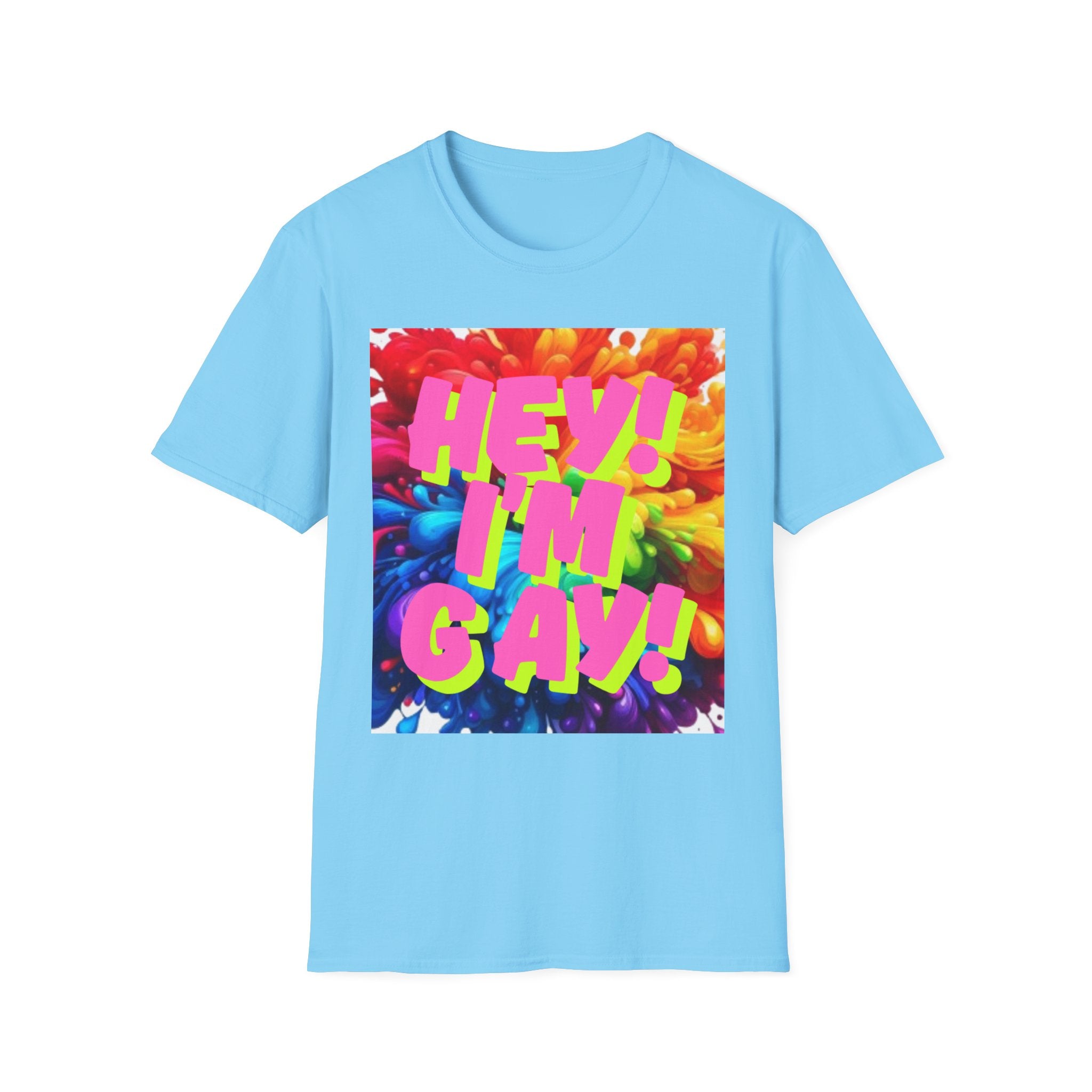Hey I'm Gay! Heart Unisex Softstyle T-Shirt