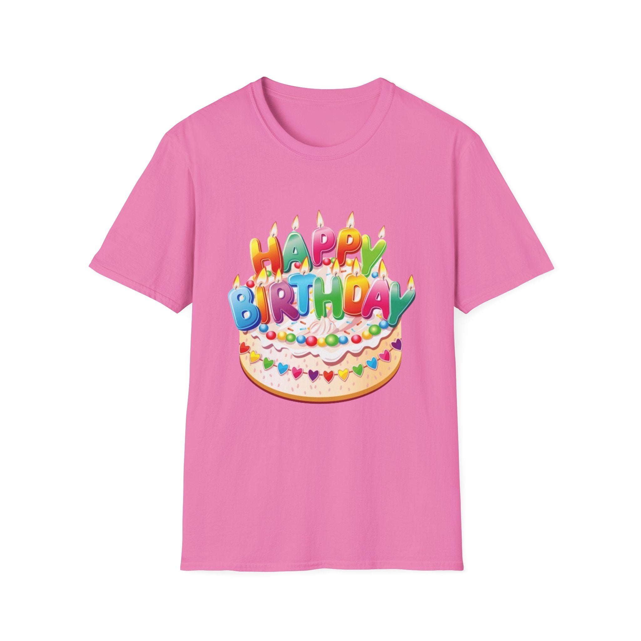 Happy Birthday Cake Unisex Softstyle T-Shirt-Personalize It!