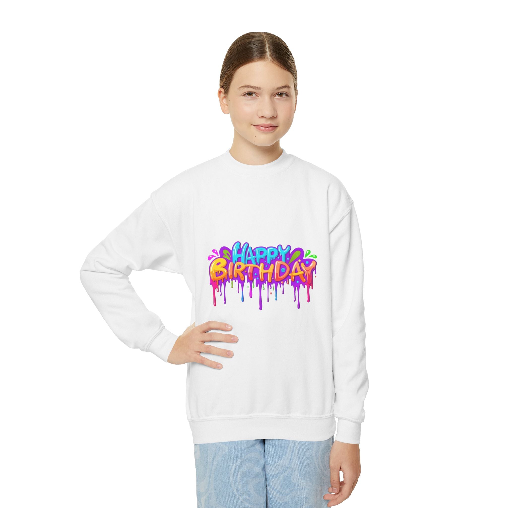 Happy Birthday Youth Crewneck Sweatshirt Personalize It!