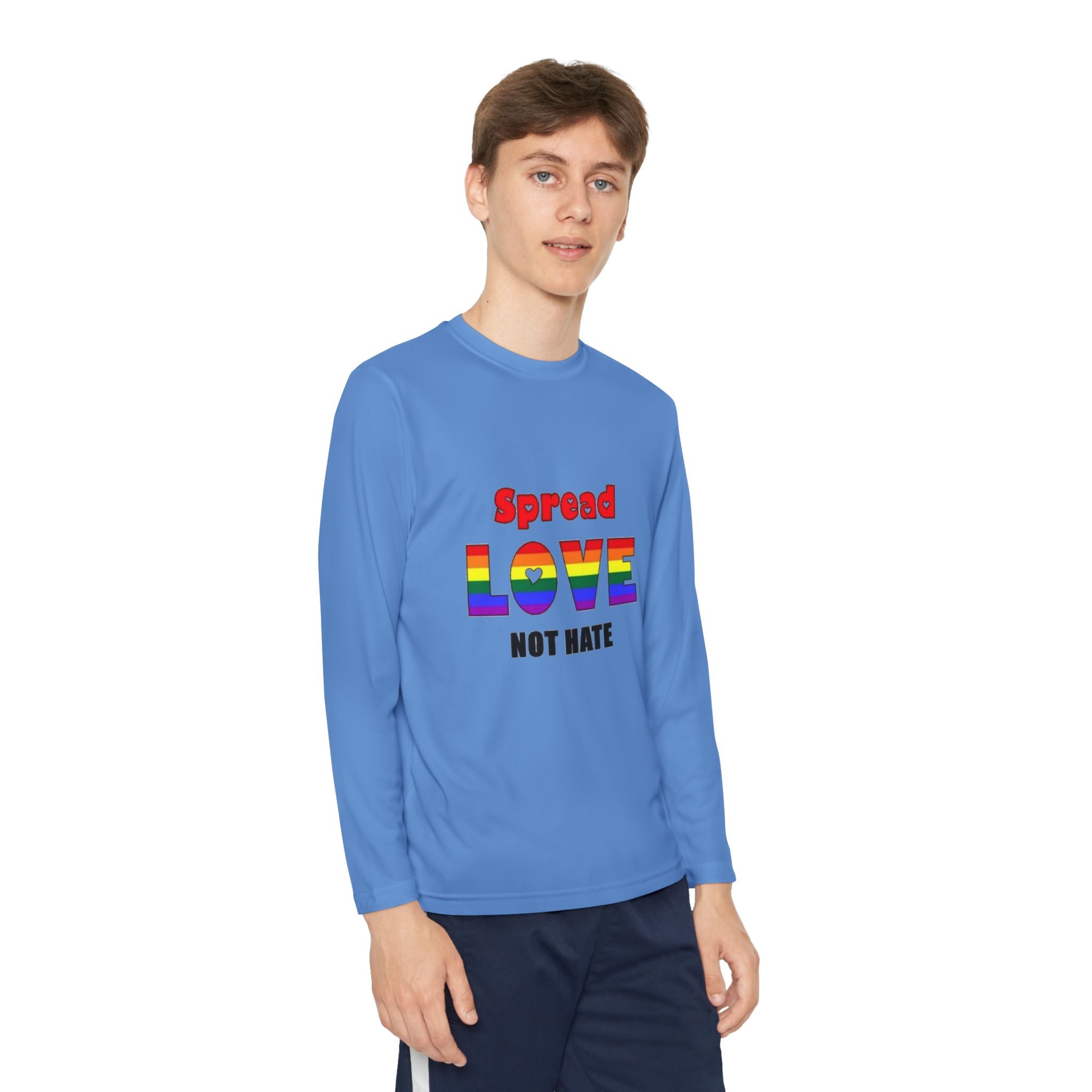 Spread Love Not Hate Youth Long Sleeve Competitor T-Shirt