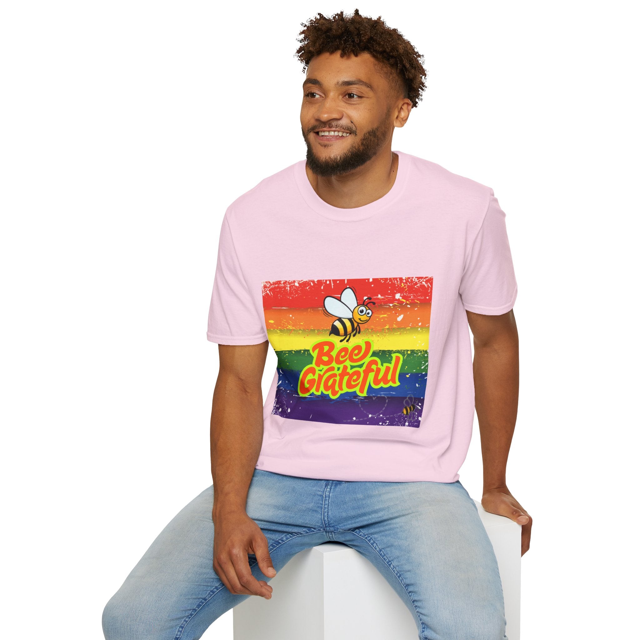 Bee Grateful Rainbow Unisex Softstyle T-Shirt