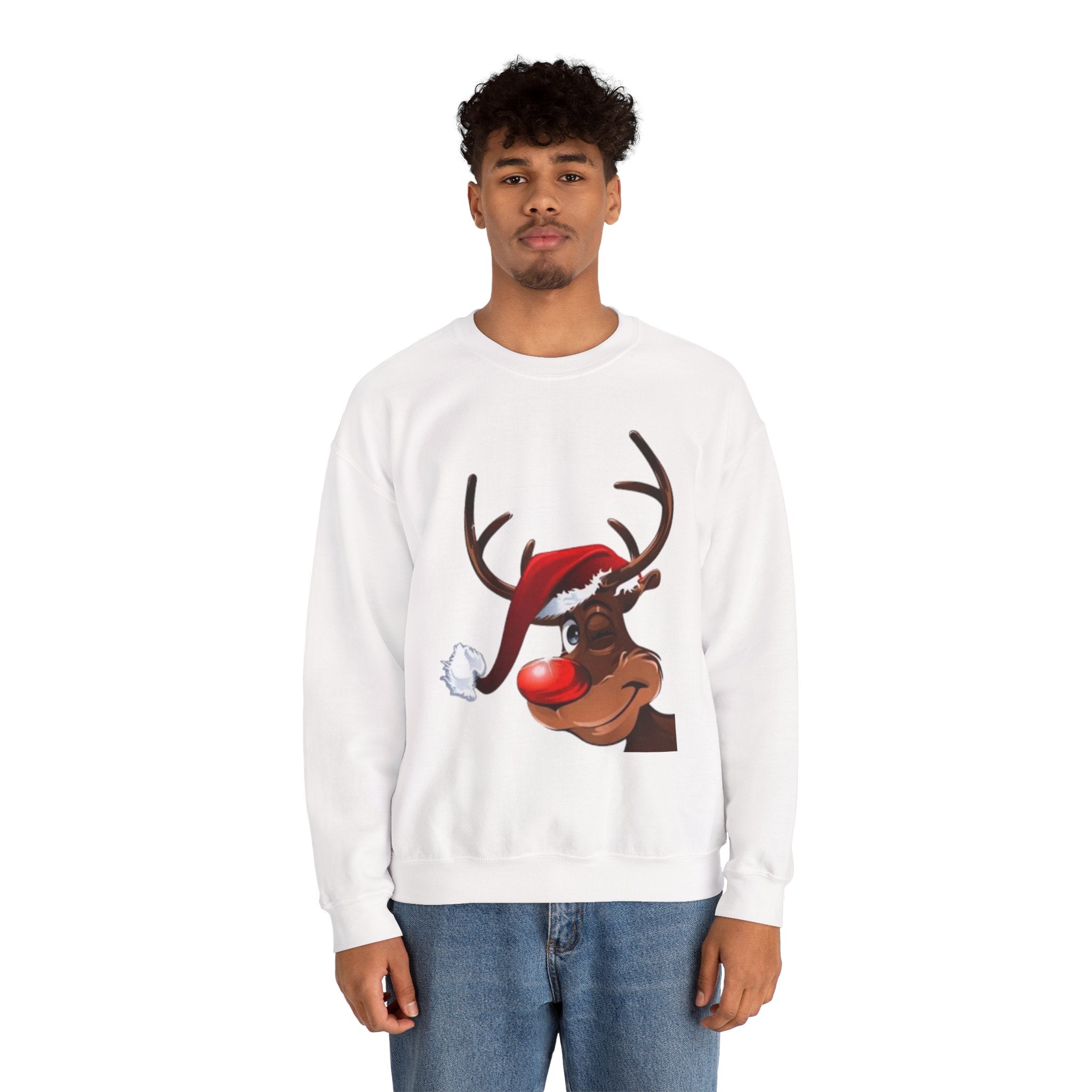 Festive Reindeer Unisex Heavy Blend™ Crewneck Sweatshirt