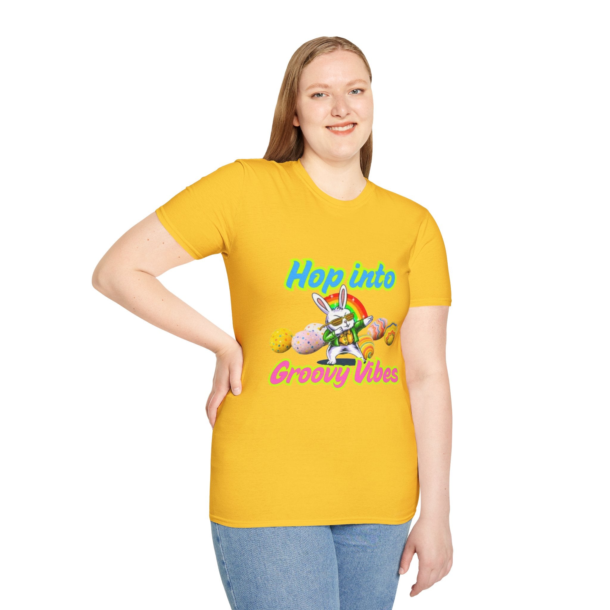 Hop Into Groovy Vibes Bunny Unisex Softstyle T-Shirt