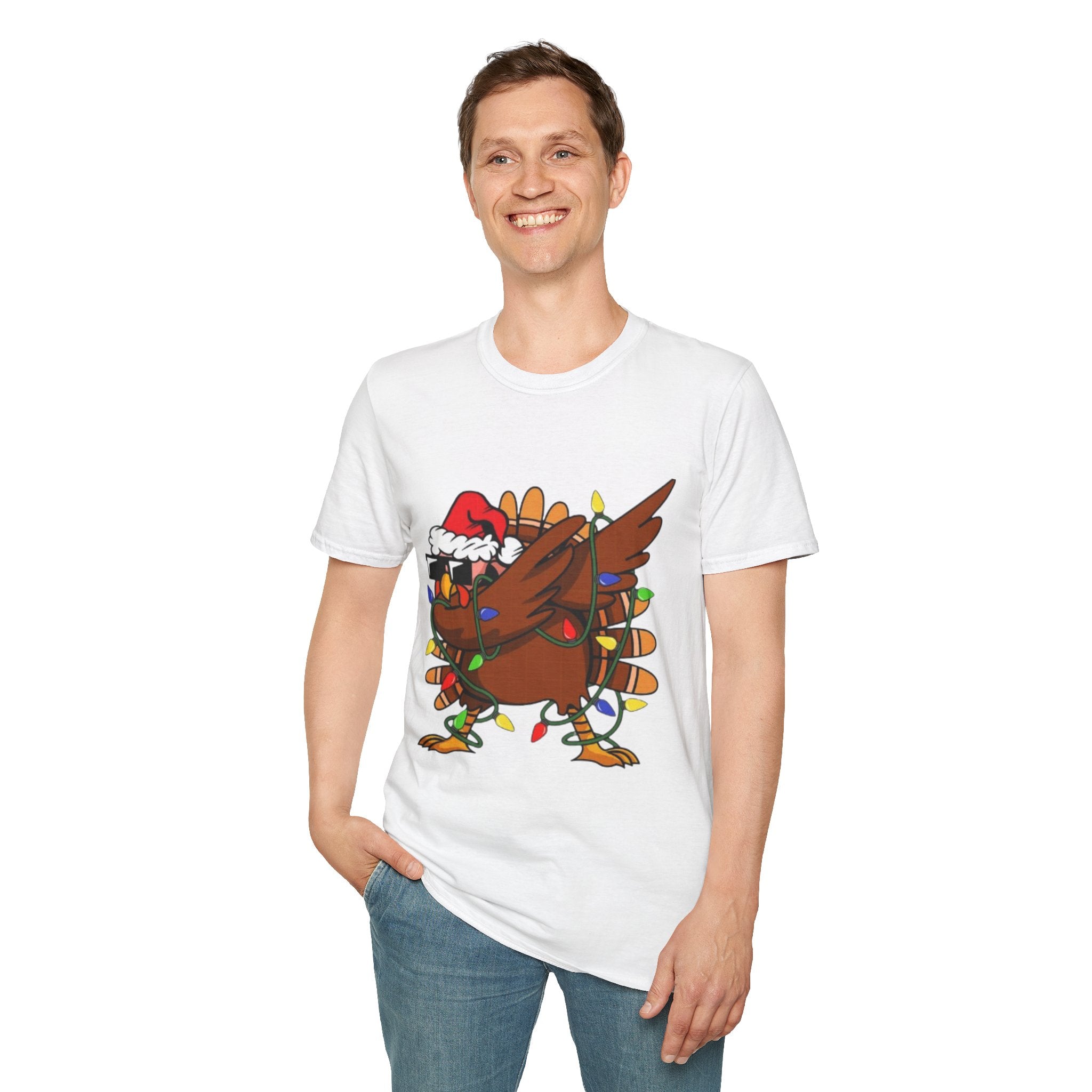 Dabbing Christmas Turkey Unisex Softstyle T-Shirt