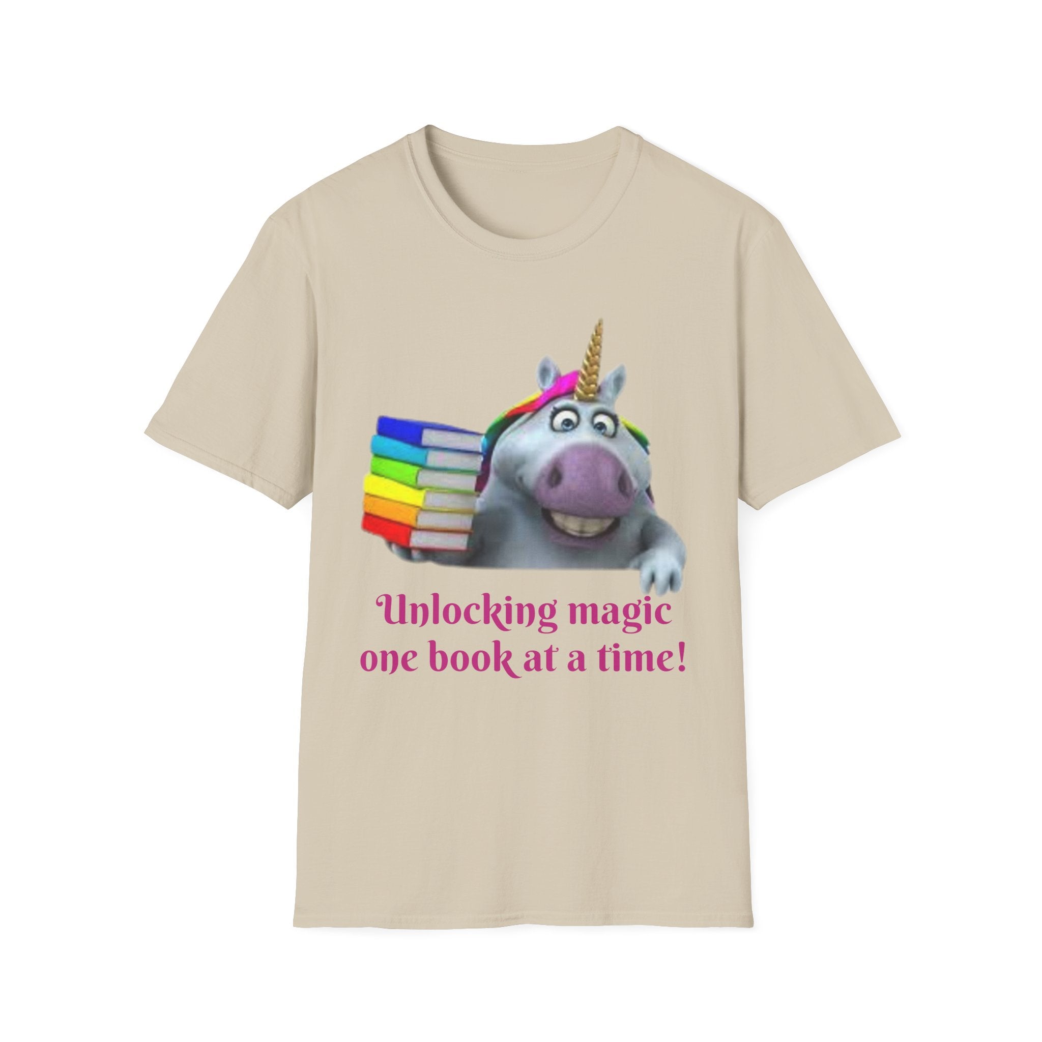 Unlocking Magic, One Book At A Time! Unicorn Unisex Softstyle T-Shirt